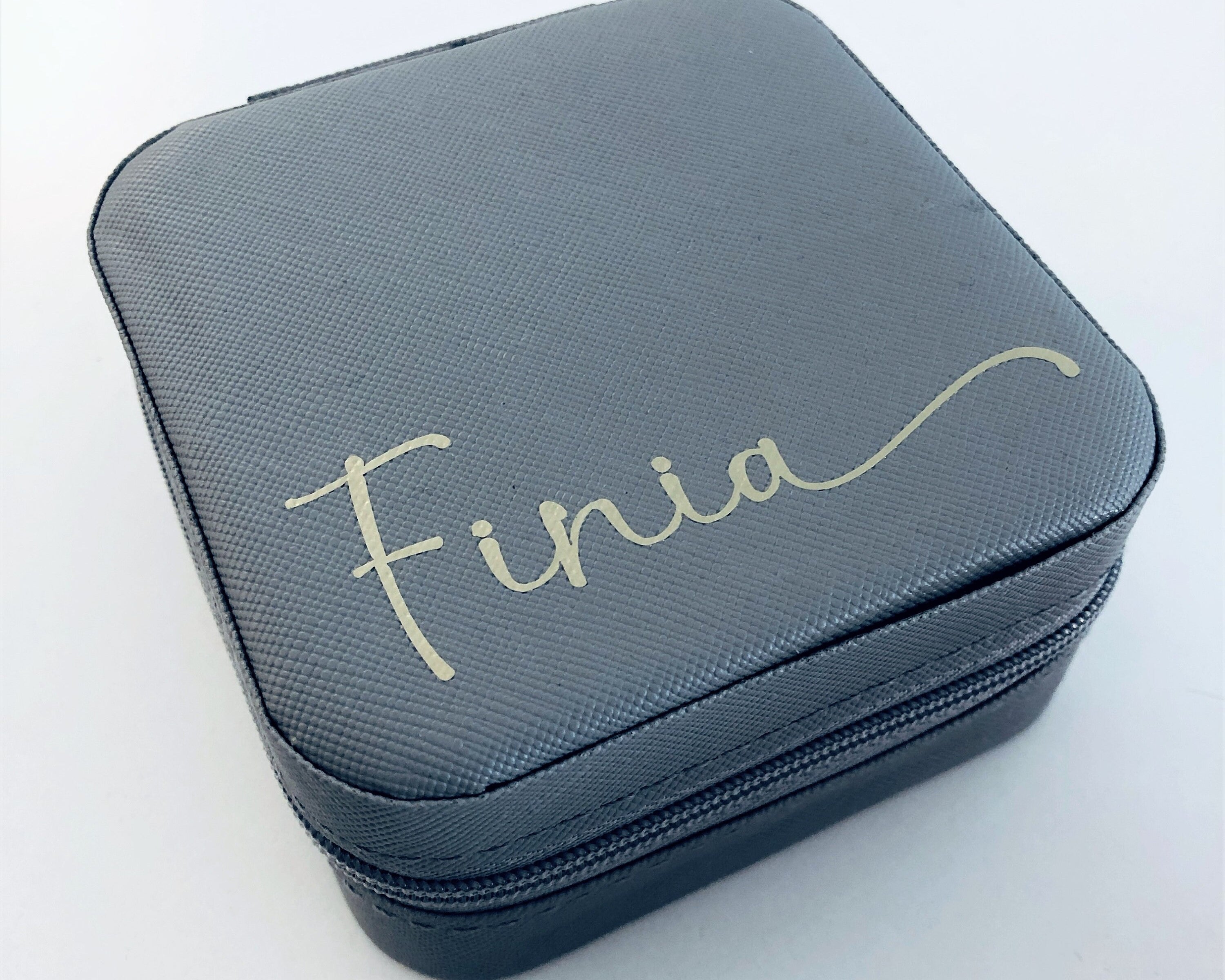 Schmuck-Etui für die Reise | personalisierte Schmuckbox | kleine Schatulle mit Namen | rosa, pink, schwarz, beige