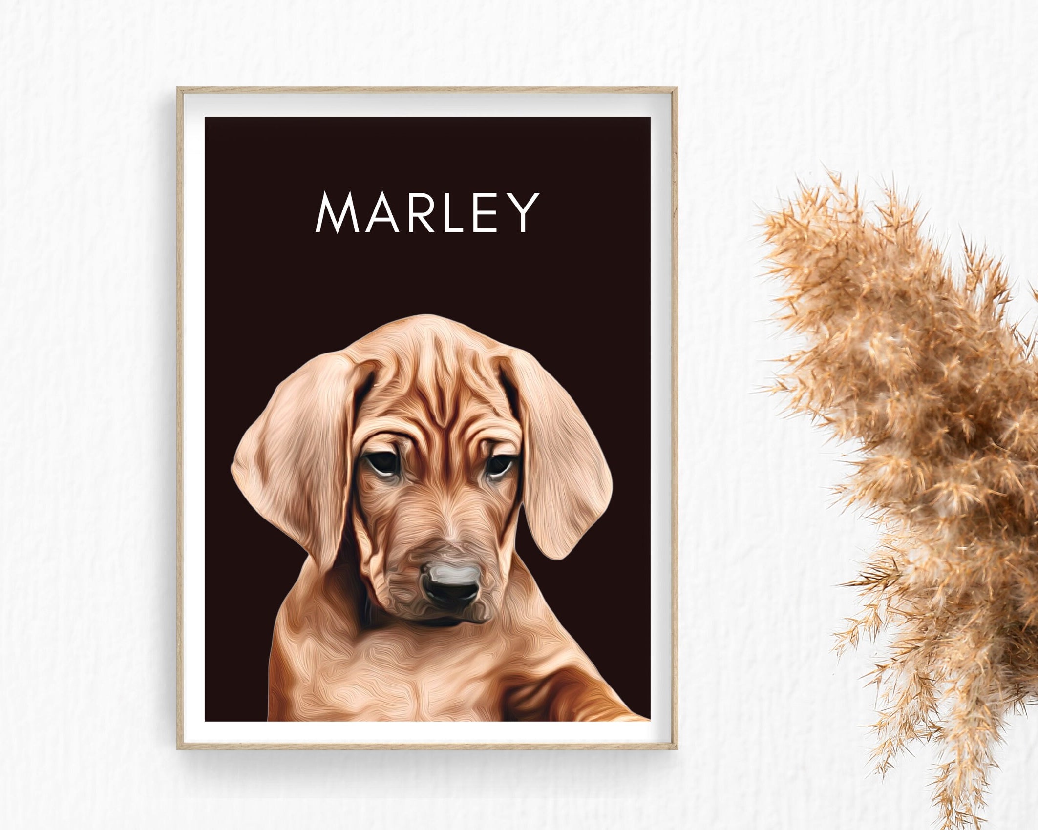 Hunde Portrait | Haustier Portrait nach Foto mit Name | schwarzer Hintergrund