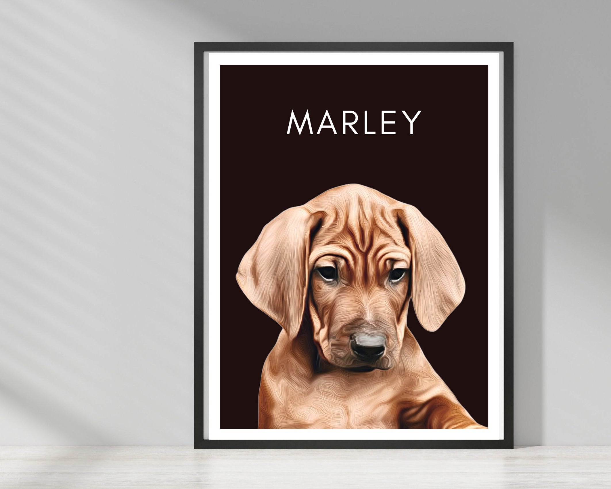 Hunde Portrait | Haustier Portrait nach Foto mit Name | schwarzer Hintergrund