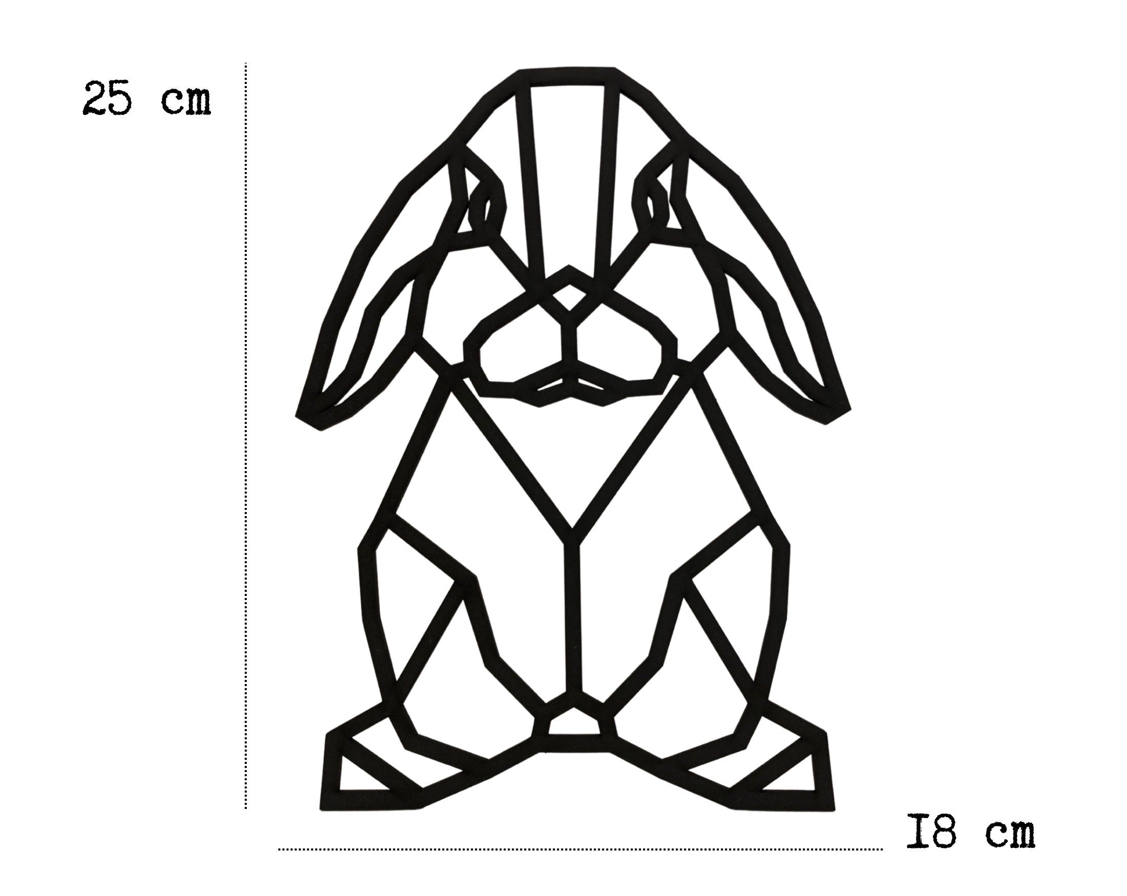 Großer Geometrischer Hase | schwarzes Holz | Ostern | Holztier Dekor Osterhase