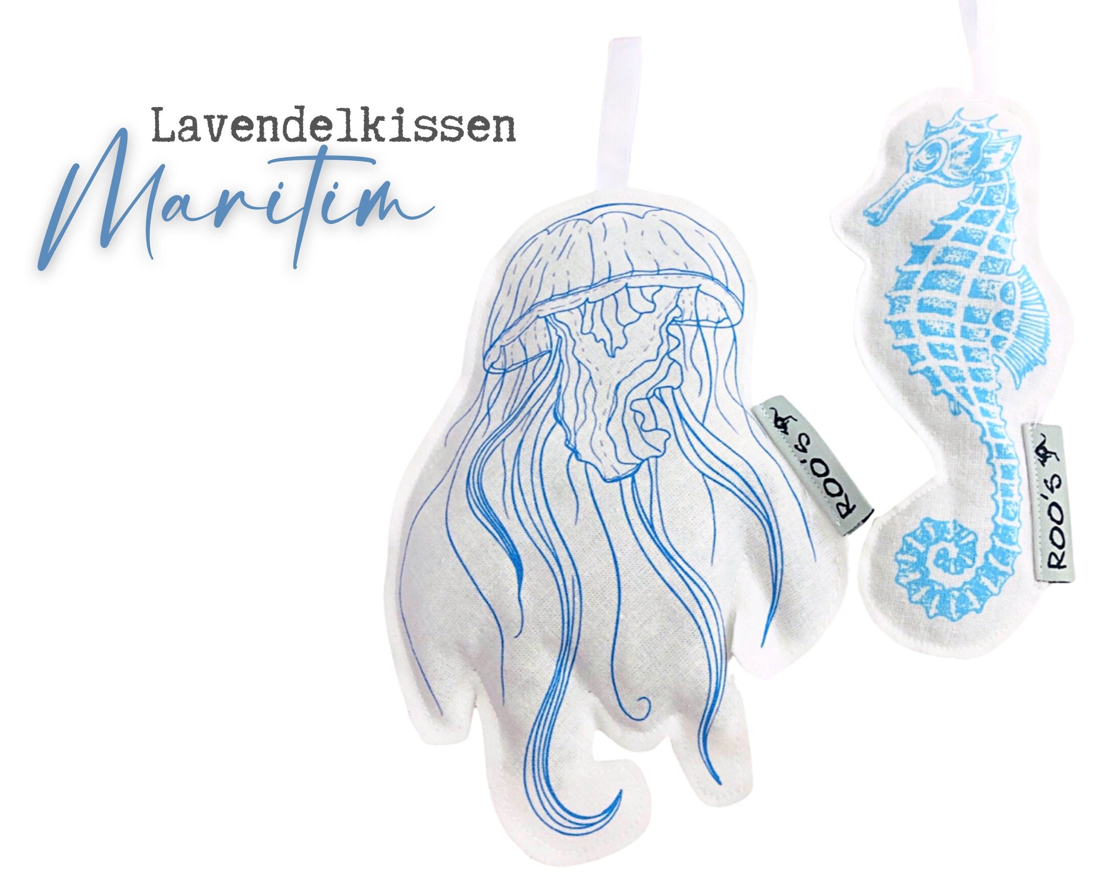 Maritime Lavendelkissen Duftsäckchen | Qualle | Seepferd | Lavendelsäckchen bedruckte Baumwolle