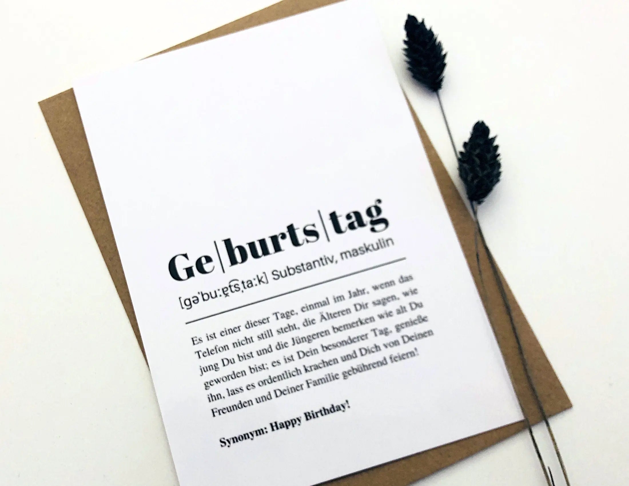 Geburtstagskarte | Happy Birthday Karte | Definition Duden | A6 | Kraftpapierumschlag