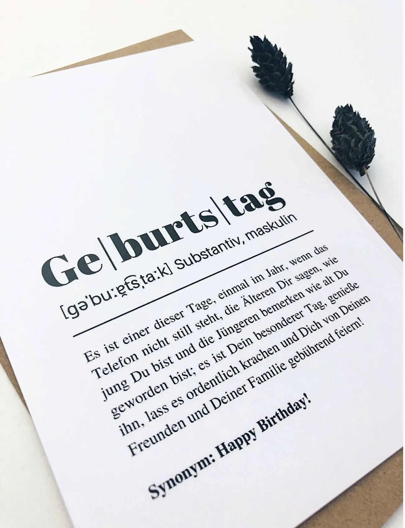 Geburtstagskarte | Happy Birthday Karte | Definition Duden | A6 | Kraftpapierumschlag