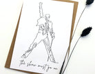 Karte | Freddie Mercury | The Show must go on | One Line Art | A6 | Kraftpapierumschlag
