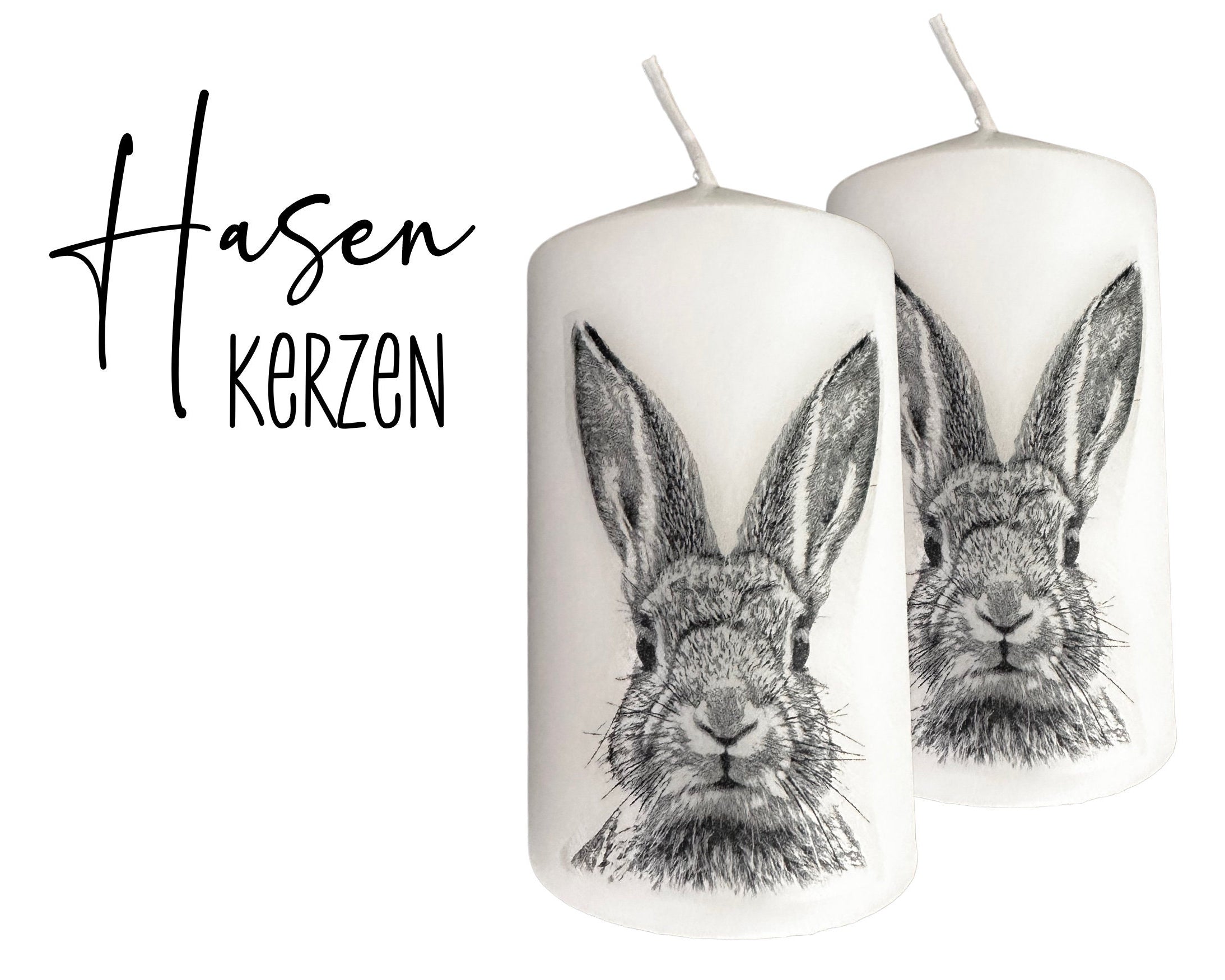Ostern | Kerzen | Hasen | Stumpenkerzen | weiß