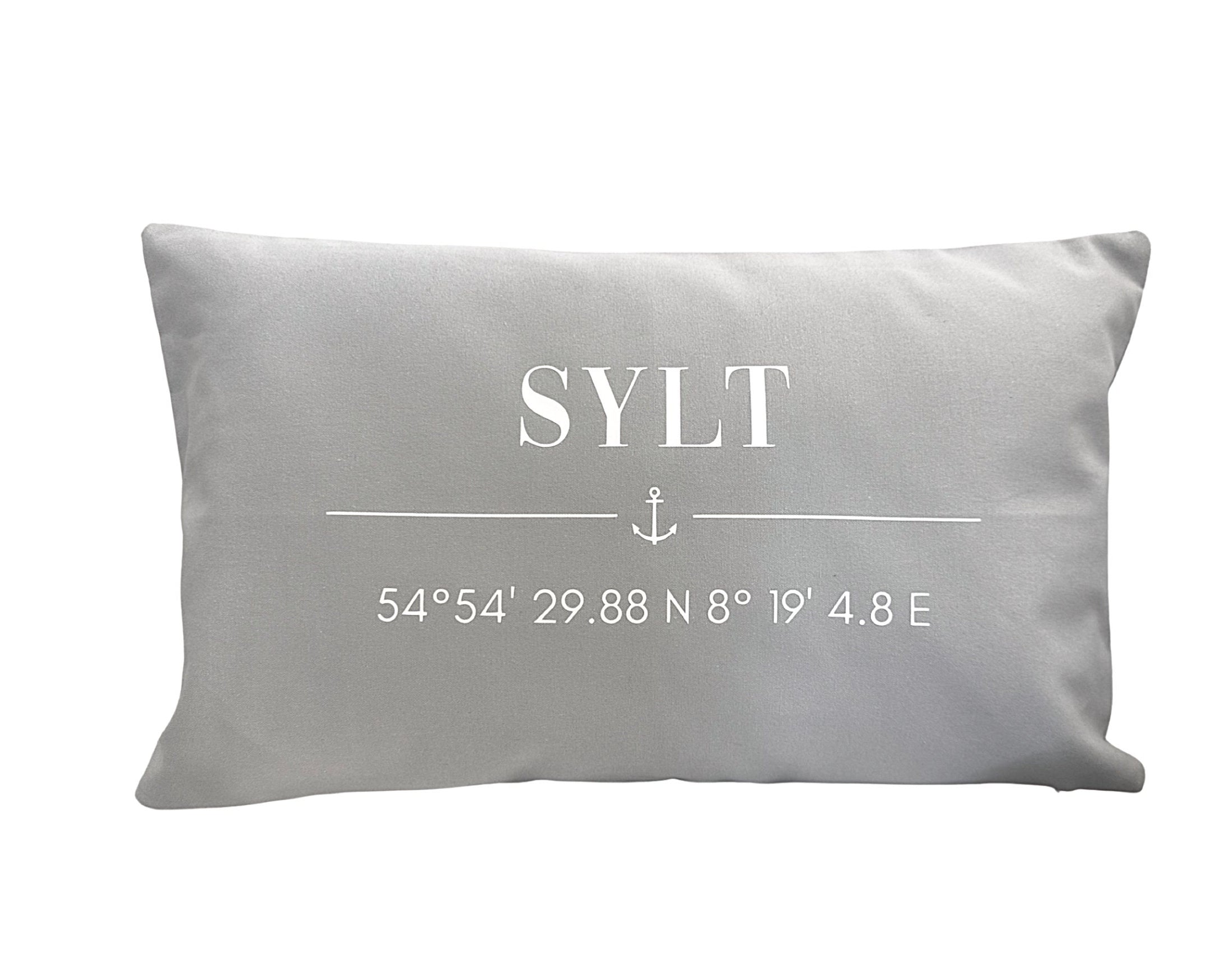 Sylt | hellgrauer Kissenbezug | Koordinaten