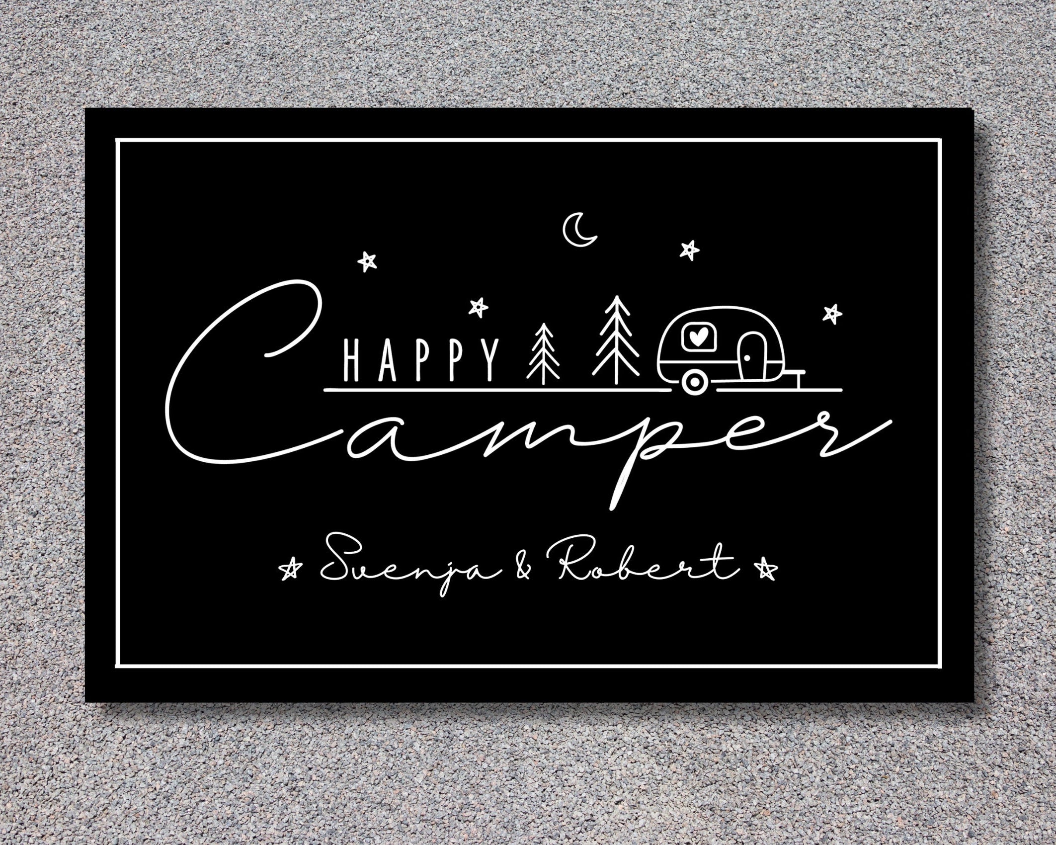 Personalisierte Fußmatte für Camper | Geschenk Wohnmobil | schwarzer Fußabtreter mit Namen