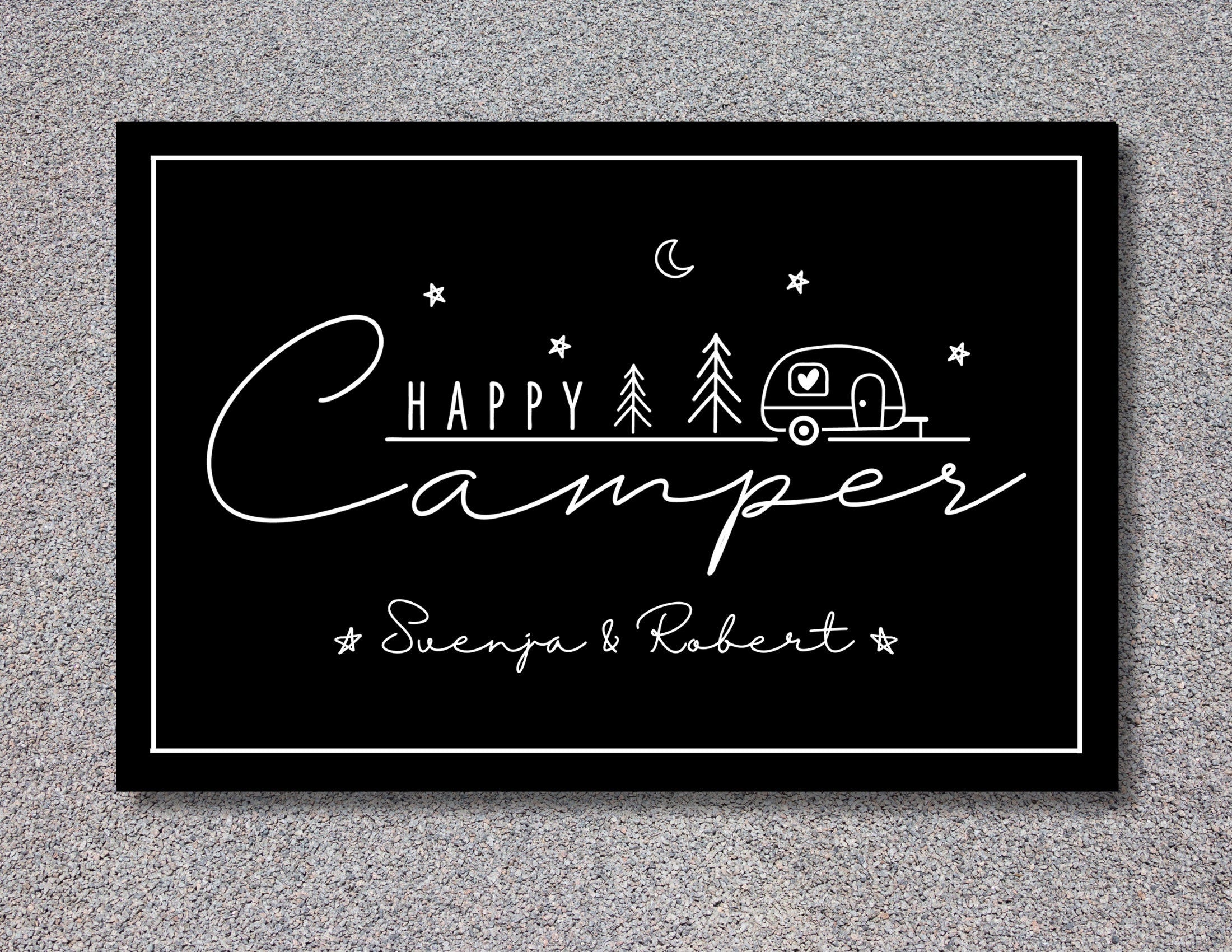 Personalisierte Fußmatte für Camper | Geschenk Wohnmobil | schwarzer Fußabtreter mit Namen
