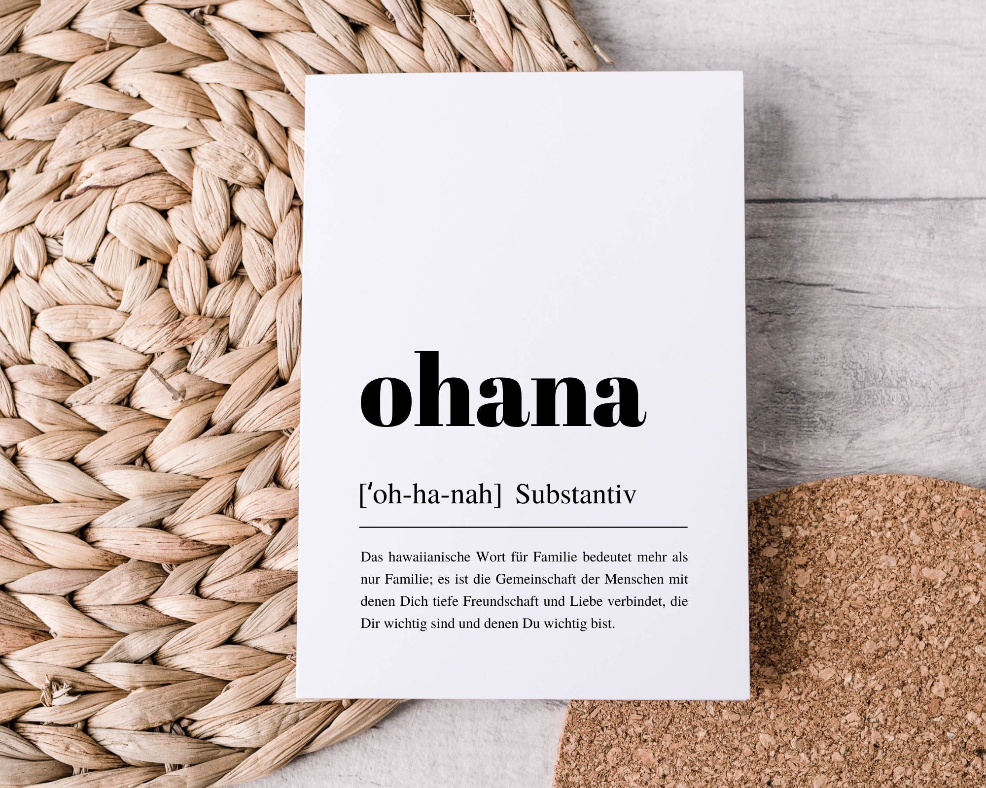 Ohana-Karte | Definition Familie | Grußkarte | Dankeskarte | Freundschaftskarte | Muttertag | A6 | Handhabung von Kraftpapier