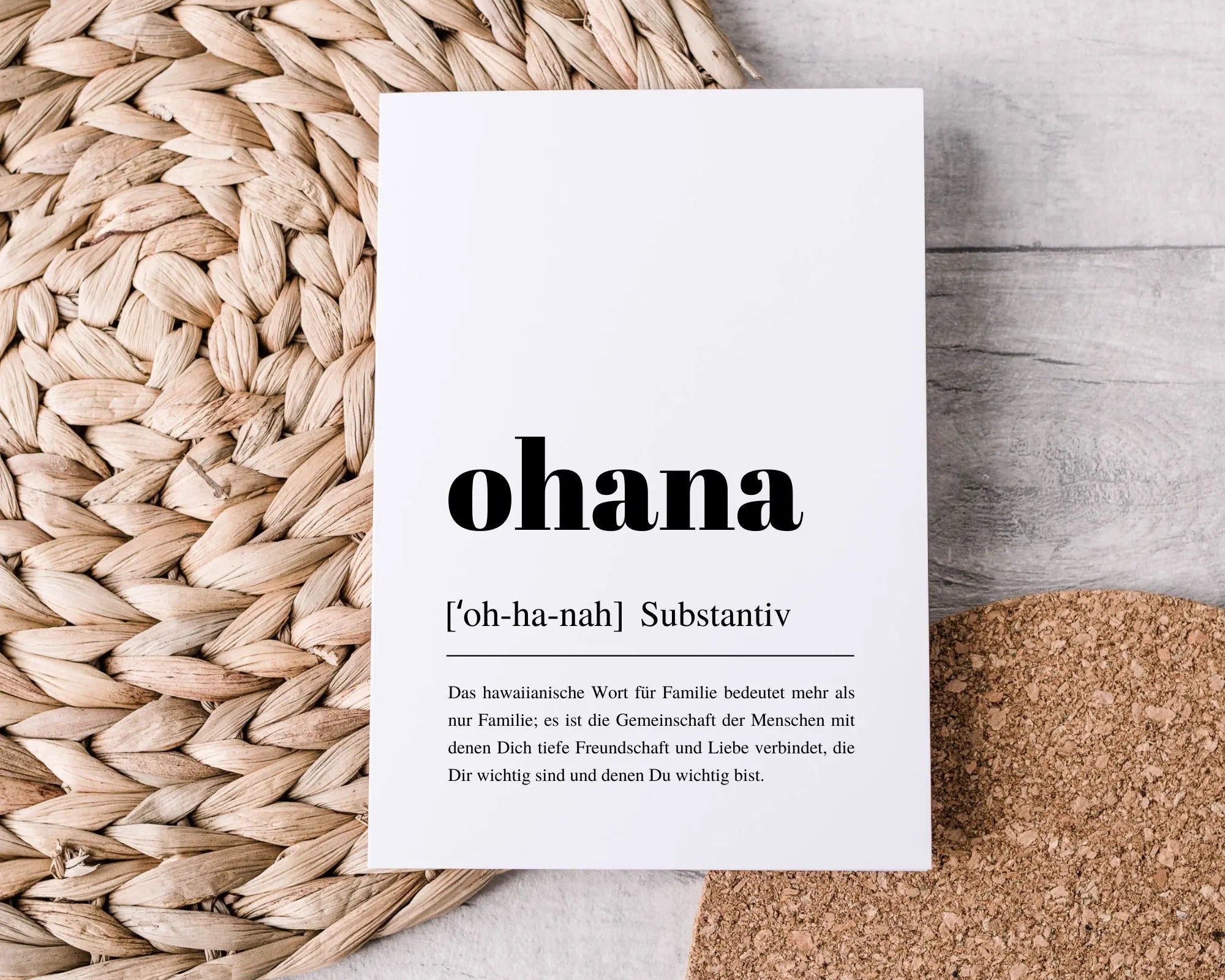 Ohana-Karte | Definition Familie | Grußkarte | Dankeskarte | Freundschaftskarte | Muttertag | A6 | Handhabung von Kraftpapier