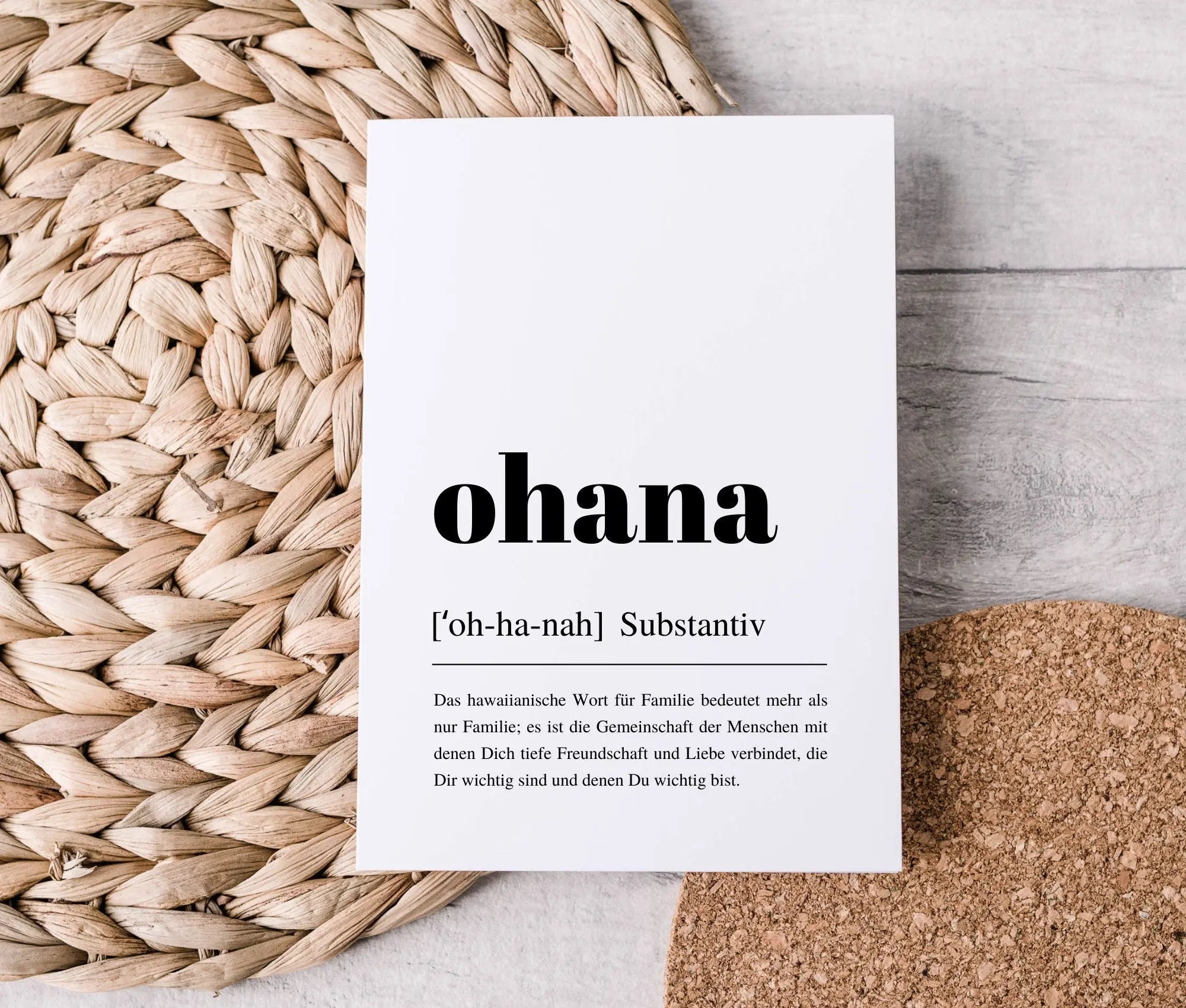 Ohana-Karte | Definition Familie | Grußkarte | Dankeskarte | Freundschaftskarte | Muttertag | A6 | Handhabung von Kraftpapier