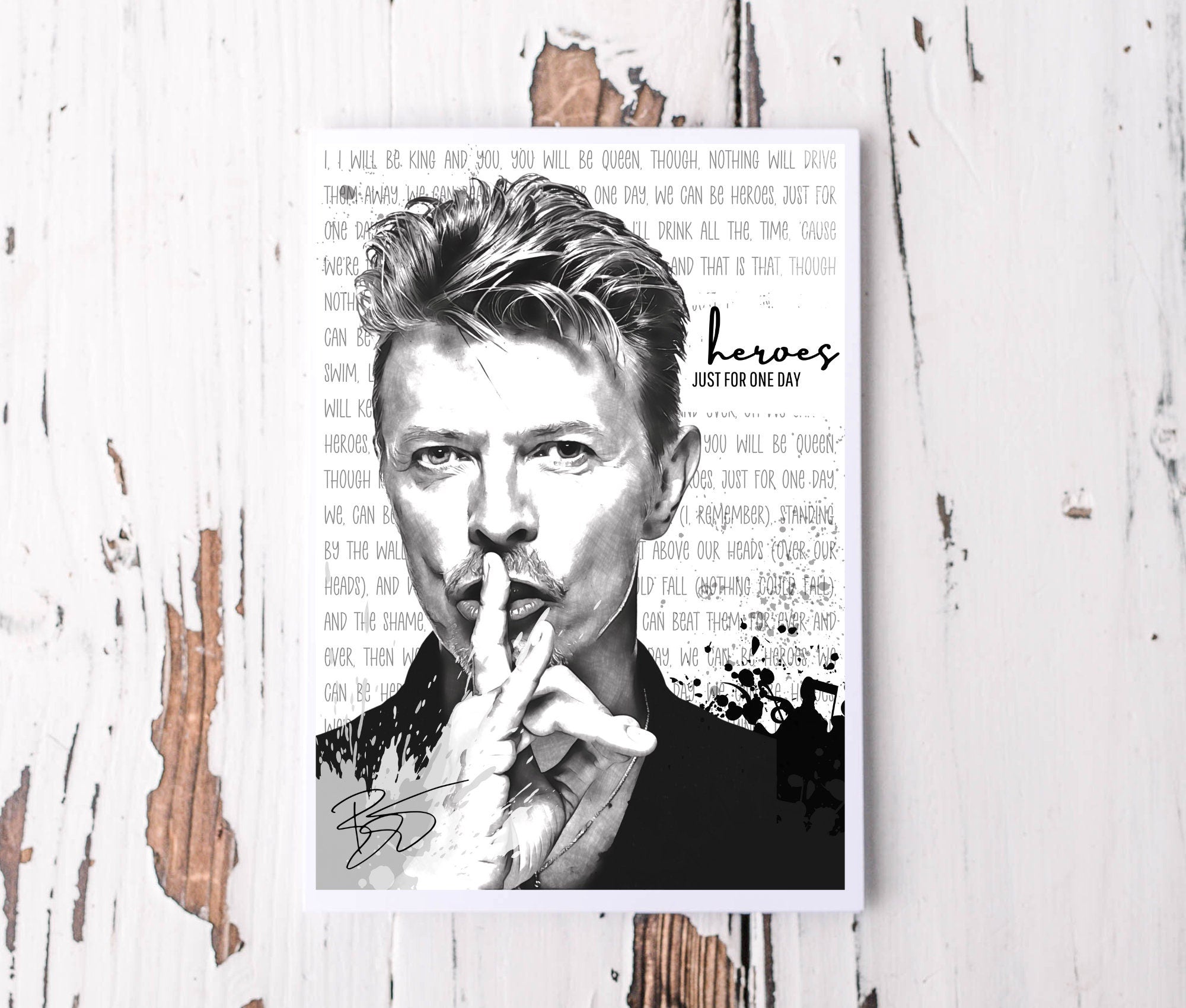 Karte | David Bowie | Art Card | schwarz weiß | A6 | Kraftpapierumschlag