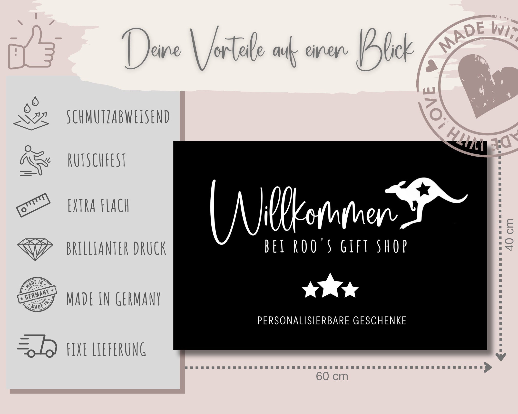 Personalisierte Fußmatte für Camper | Geschenk Wohnmobil Camping | schwarzer Fußabtreter mit Namen