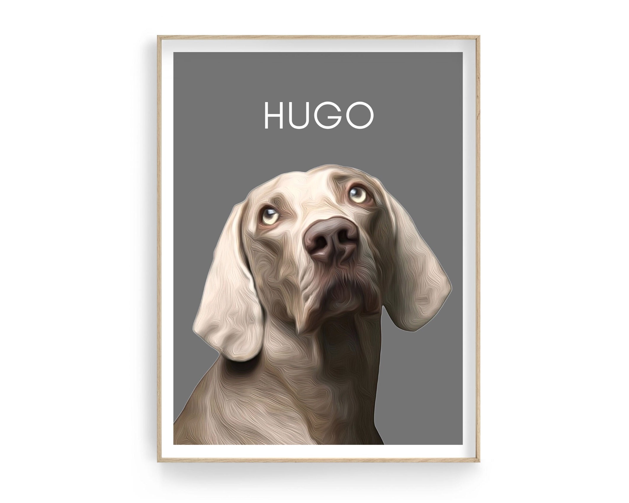 Hunde Portrait | Haustier Portrait nach Foto mit Name | schwarzer Hintergrund