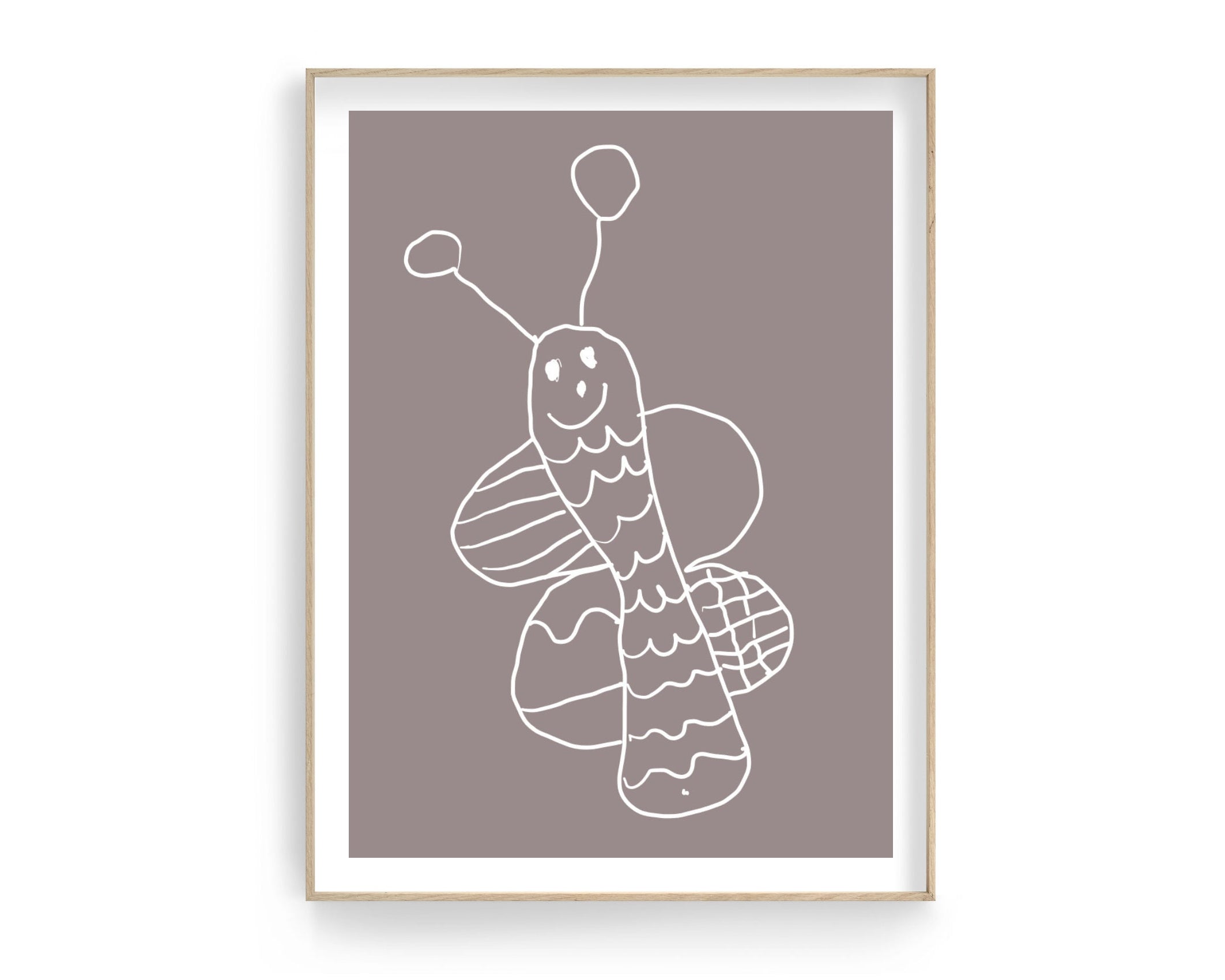 Kinder Kunstwerk als Poster - nach Vorlage einer Kinderzeichnung mit Wunschfarbe als Hintergrund