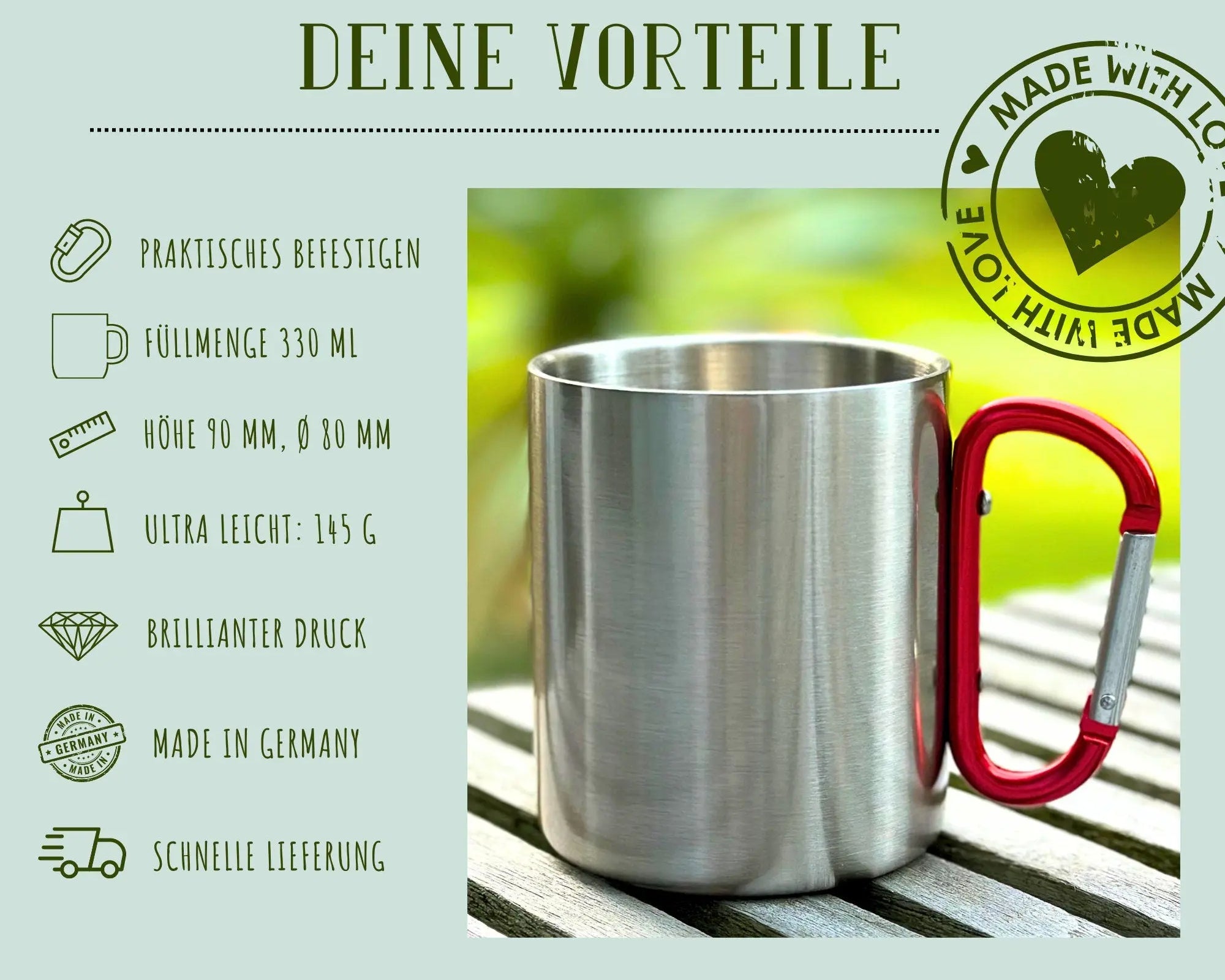 Karabinertasse | Personalisierbar | Tasse für Biker