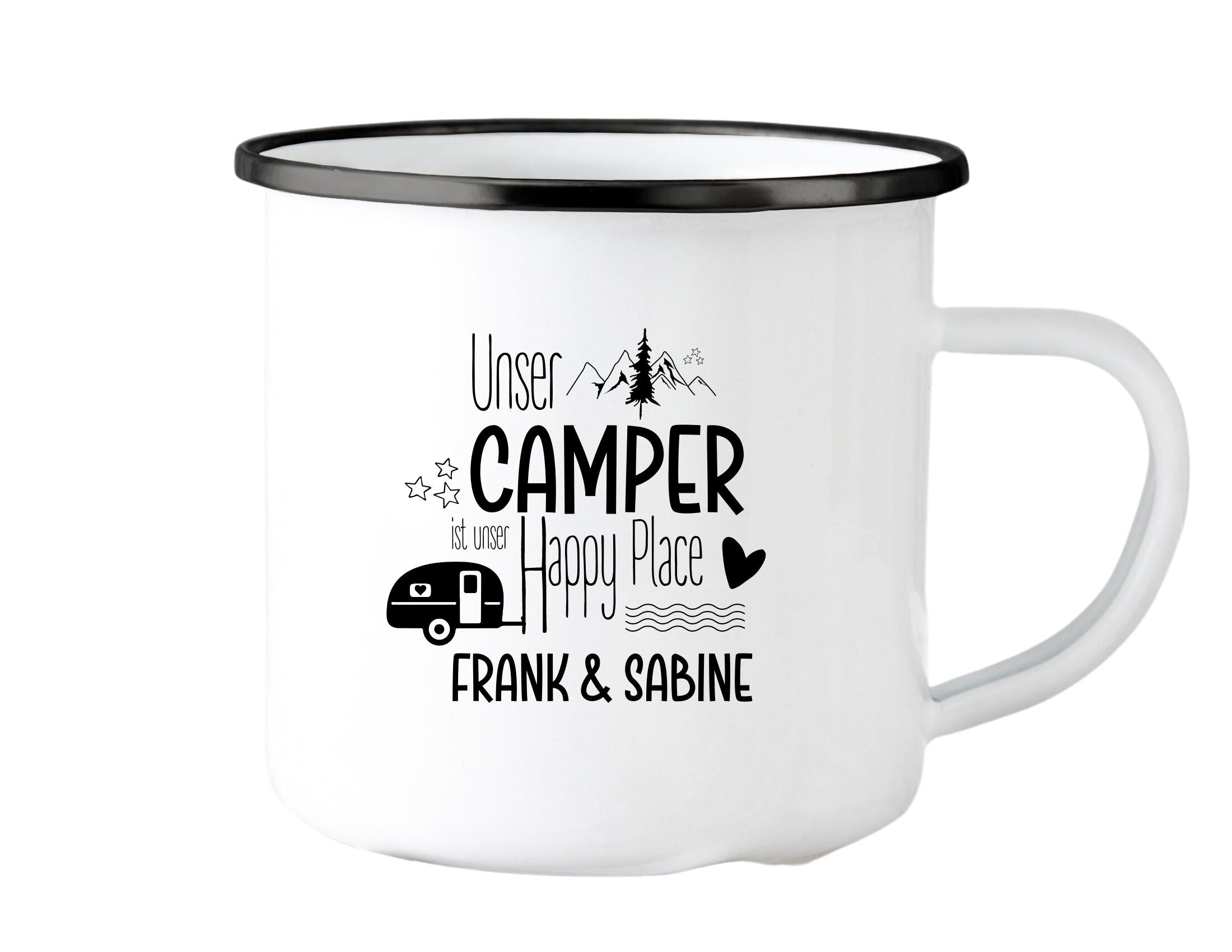 Emaille Tasse | Camping | personalisiert | Camping Crew