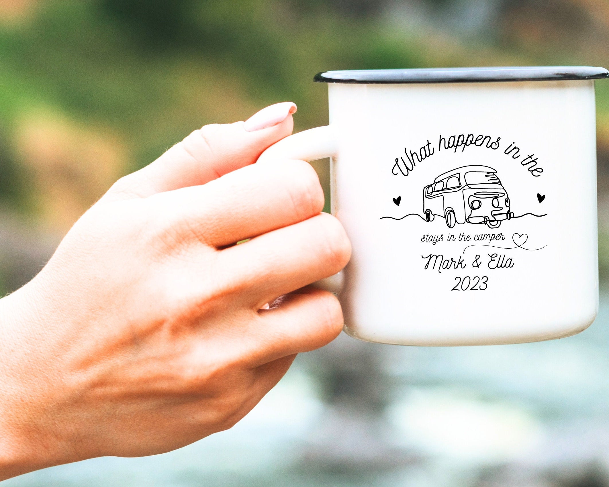 Emaille Tasse | Camping | personalisiert | Camping Crew