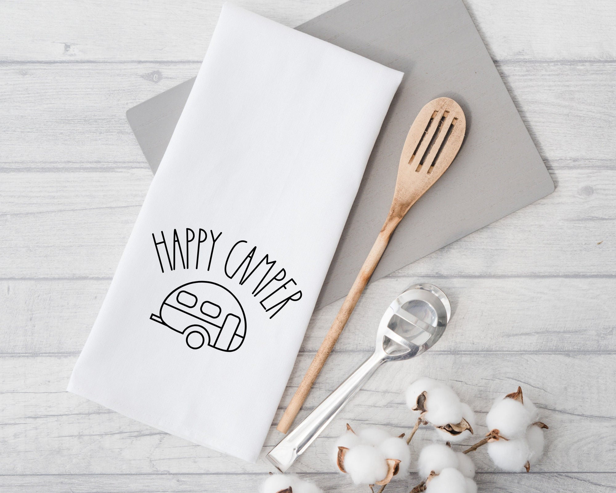 Camper Geschirrtuch | Happy Camper | Geschenk für Camping Freunde