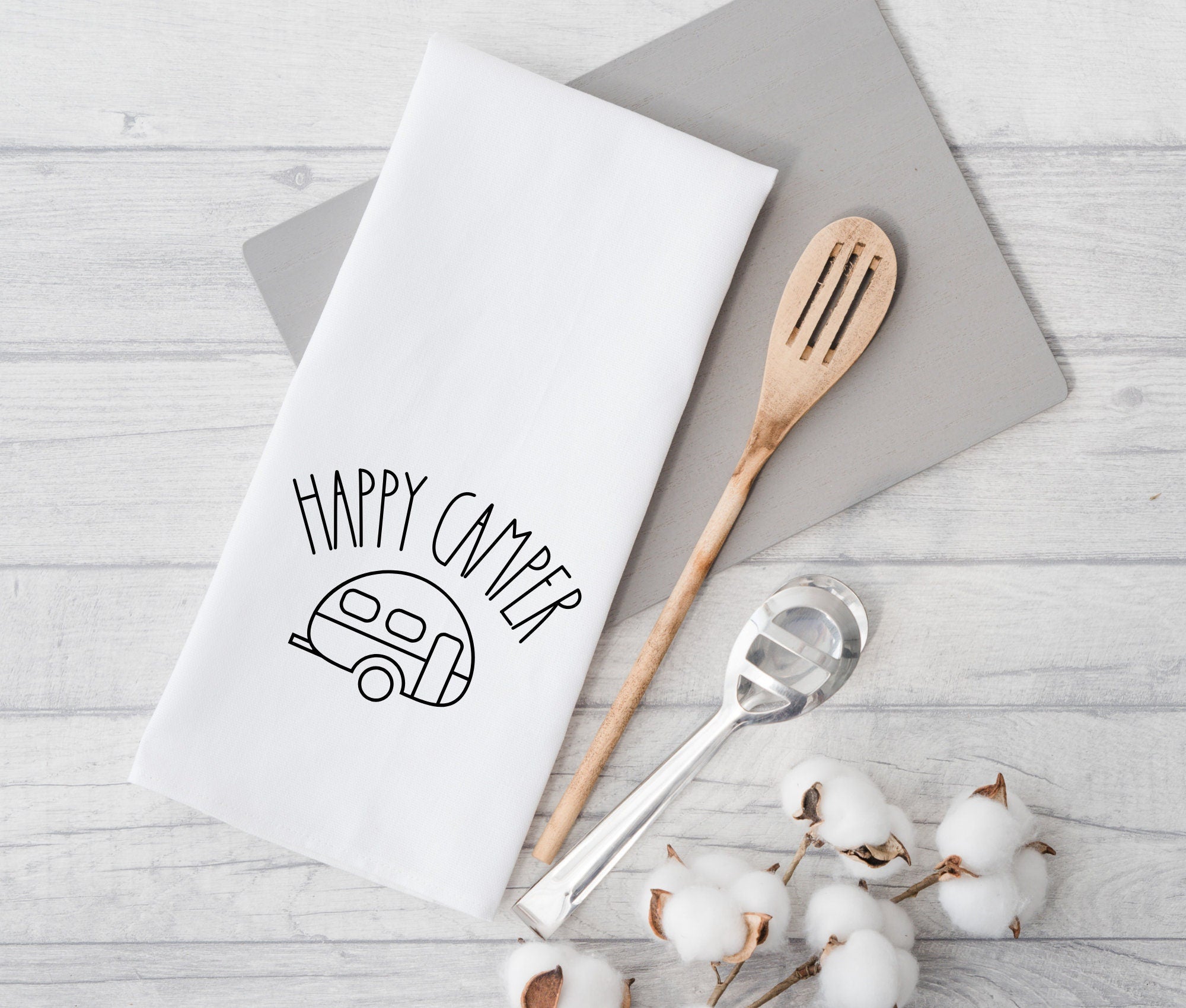 Camper Geschirrtuch | Happy Camper | Geschenk für Camping Freunde