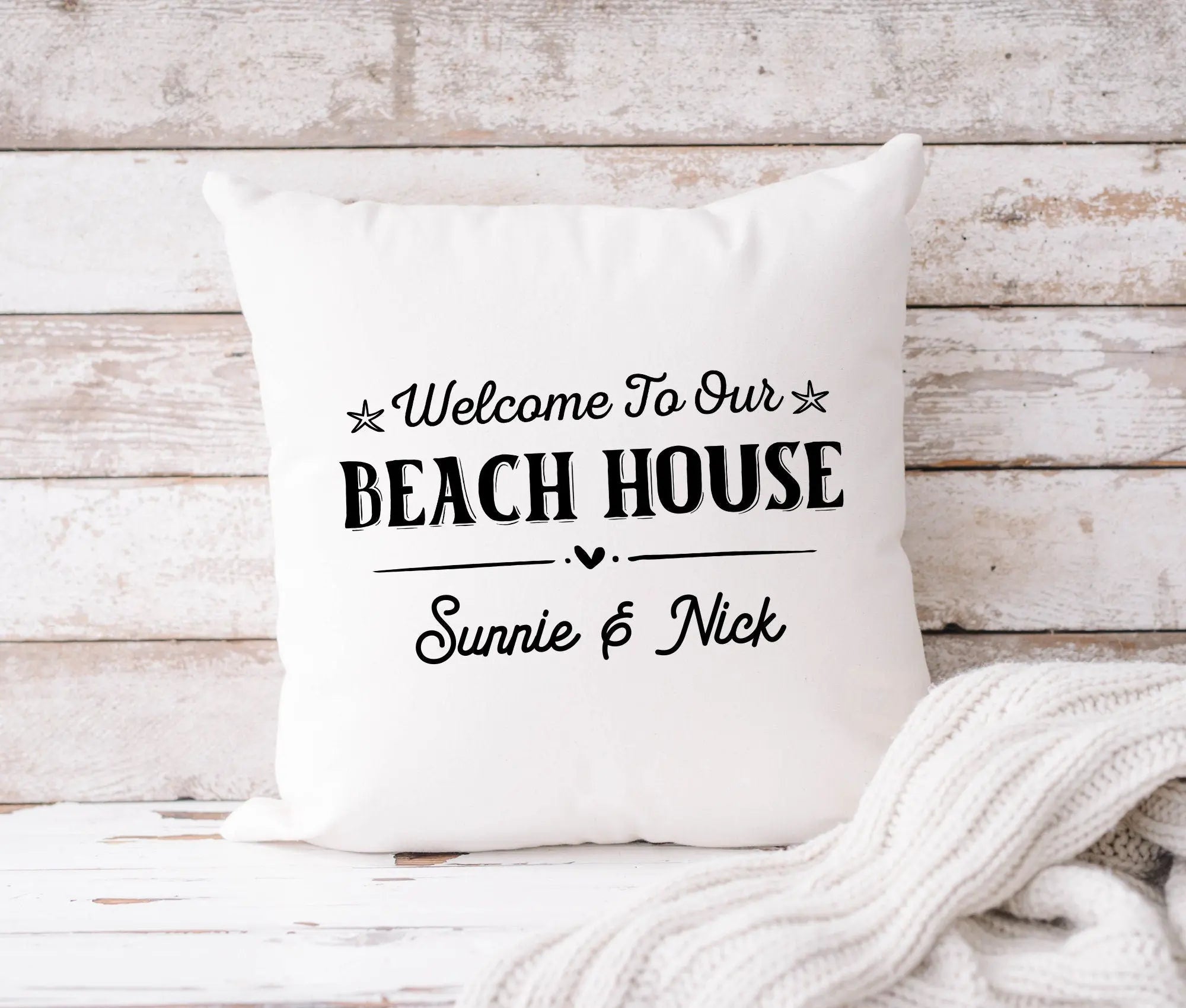Kissen | Beach House | personalisiert | 40 x 40 cm