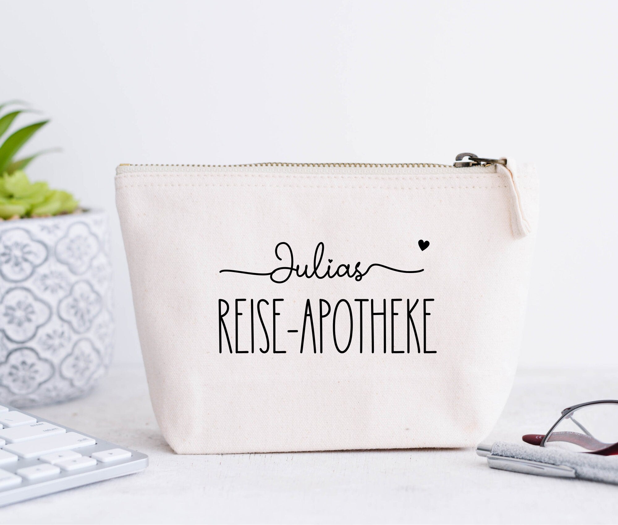 Personalisierte Reise Apotheke | Tasche Medikamente | Schriftfarben roségold, gold, schwarz, silber | Geschenk Reisende