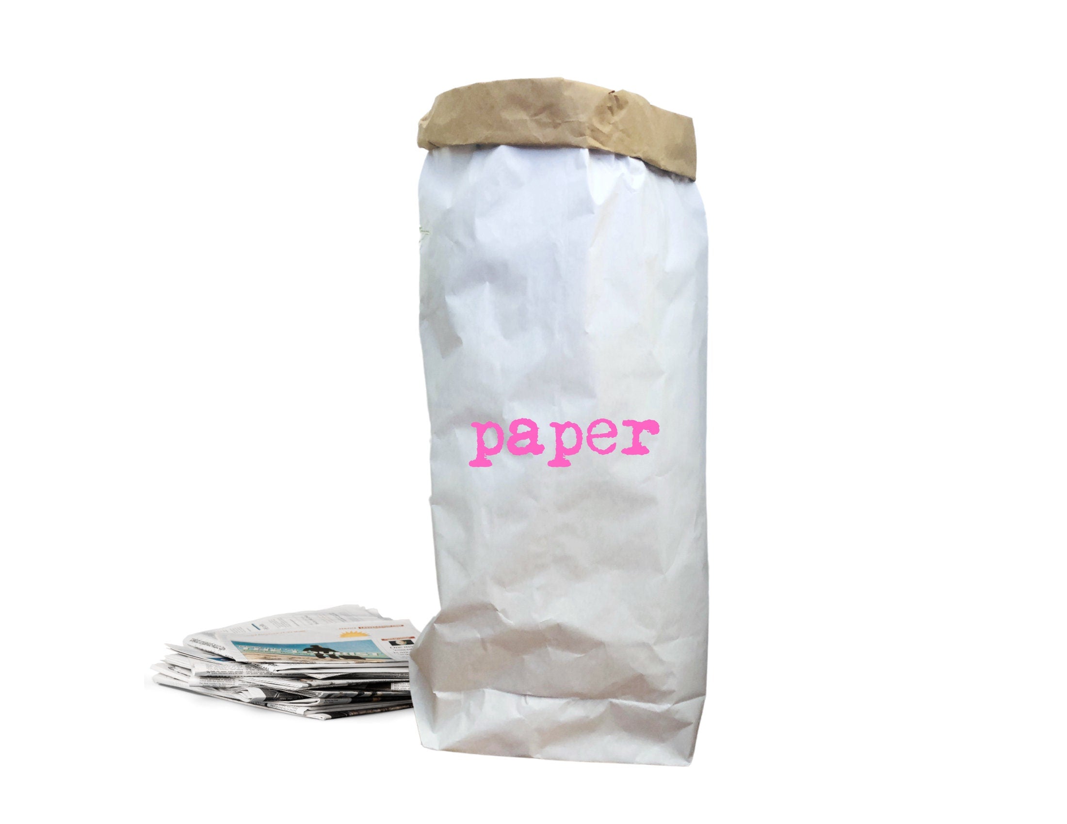 XXL Papiersack aus Kraftpapier | Aufbewahrung Papier | Utensilo | Beschriftung in neon pink schwarz oder grau | Tüte Sack Beutel