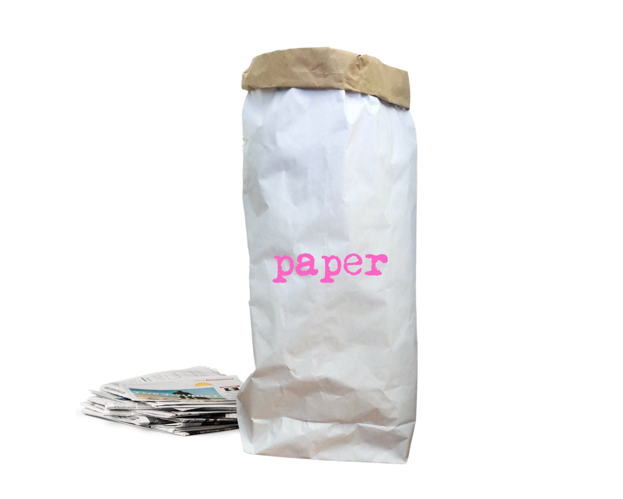 XXL Papiersack aus Kraftpapier | Aufbewahrung Papier | Utensilo | Beschriftung in neon pink schwarz oder grau | Tüte Sack Beutel