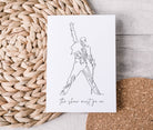 Karte | Freddie Mercury | The Show must go on | One Line Art | A6 | Kraftpapierumschlag