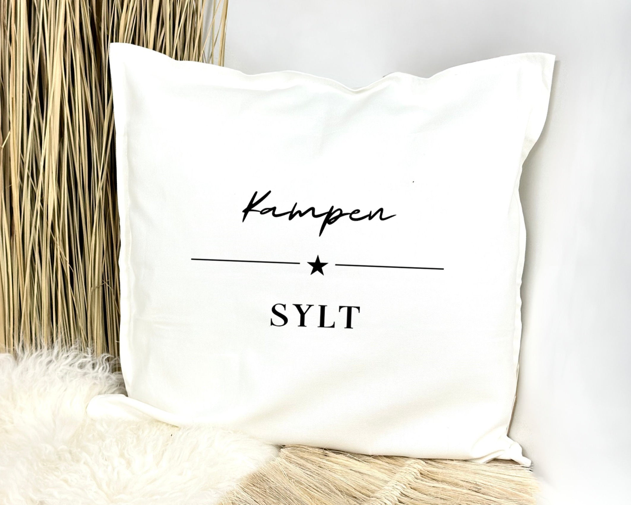 Kissen | Kampen Sylt | Baumwolle Kissenbezug | Hamptons Style | Strandhaus | maritime Deko