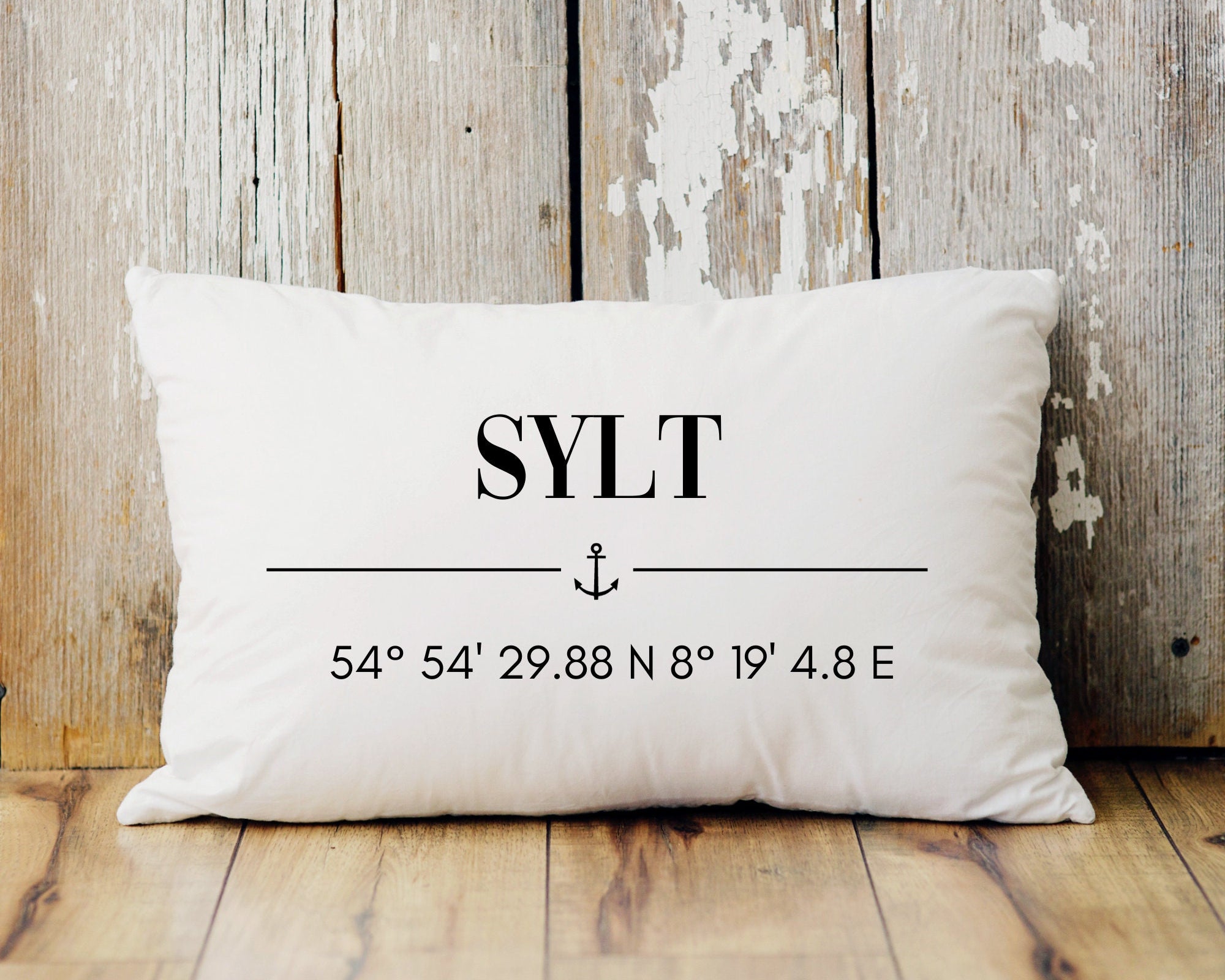 Sylt | hellgrauer Kissenbezug | Koordinaten