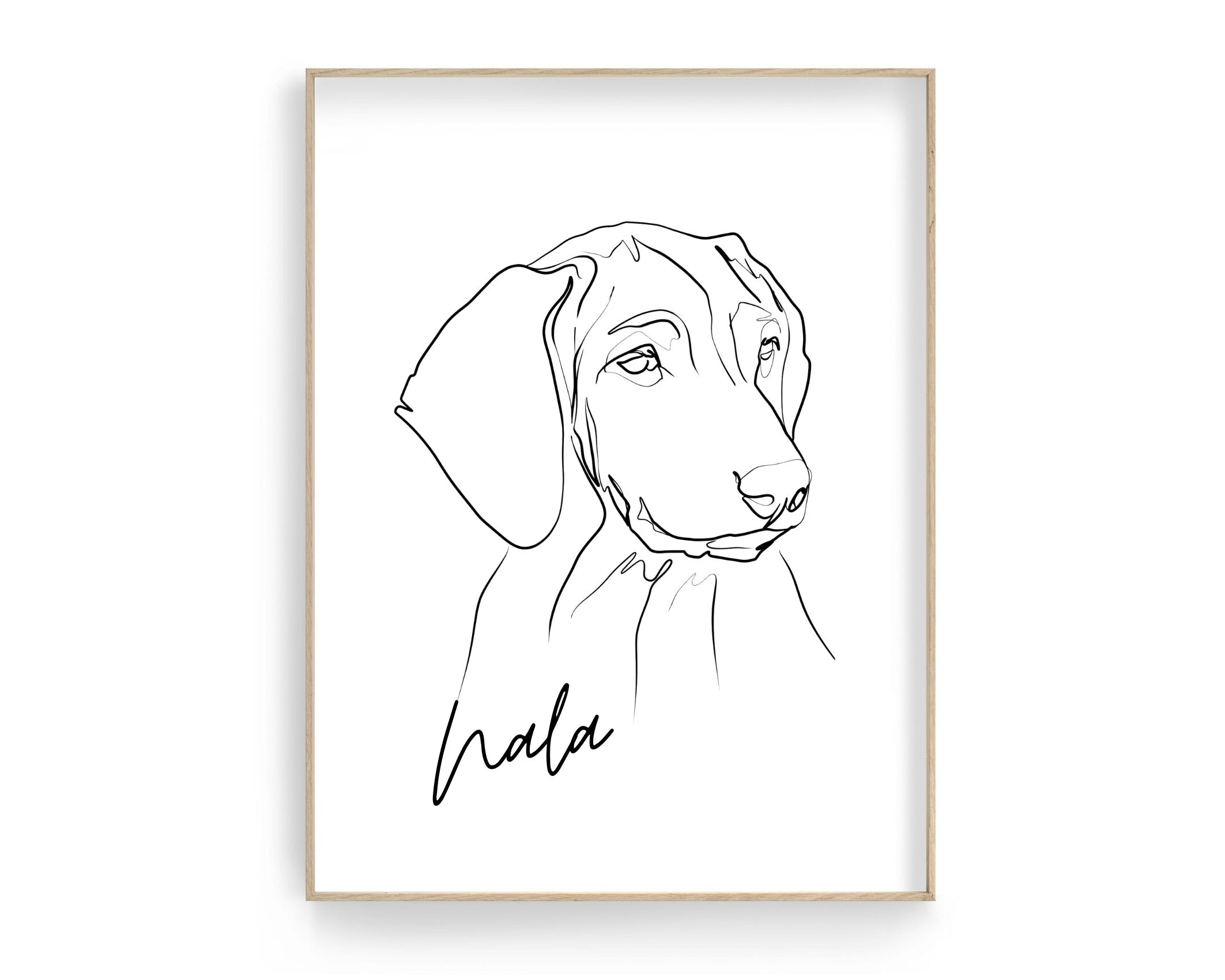 Hunde Portrait | One Line Art | Haustier Portrait | Benutzerdefiniert | Tierportrait Name | Auch als Gutschein