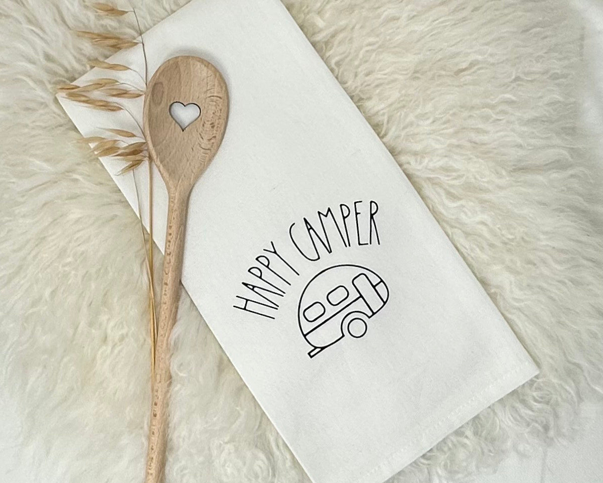 Camper Geschirrtuch | Happy Camper | Geschenk für Camping Freunde