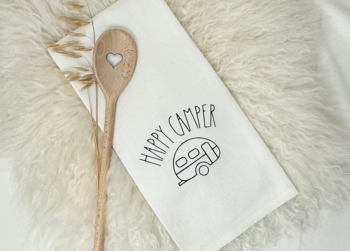 Camper Geschirrtuch | Happy Camper | Geschenk für Camping Freunde