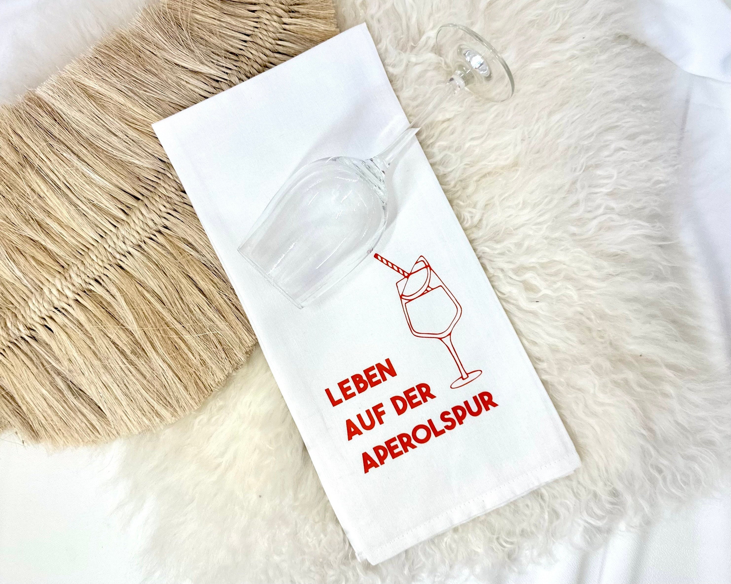 Geschirrtuch | Leben auf der Aperolspur | lustiger Spruch | in weiß oder schwarz