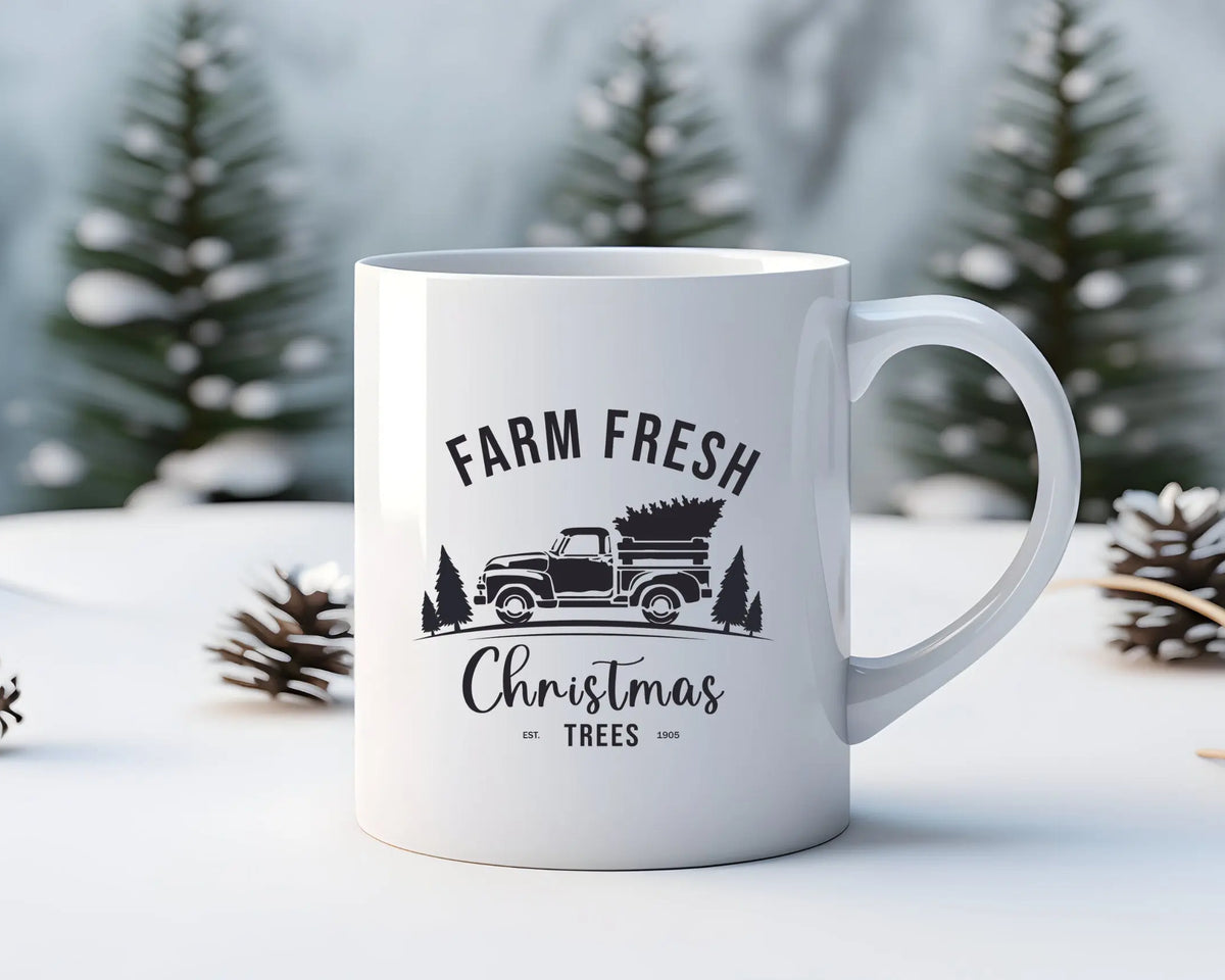 Keramiktasse | Weihnachtsmotiv | Farm Fresh Trees