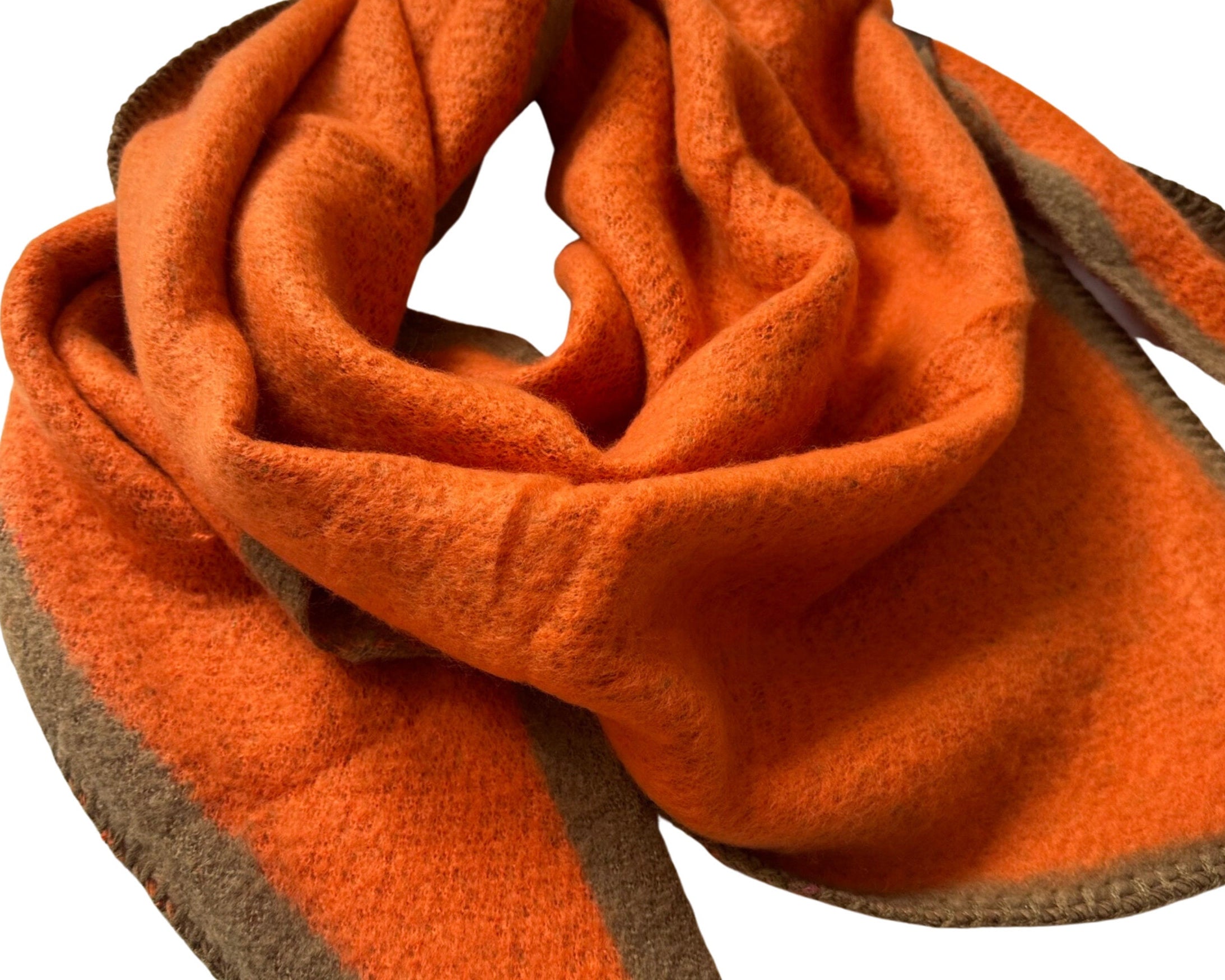 Schal | Dreieckstuch orange & braun | 200 x 90cm