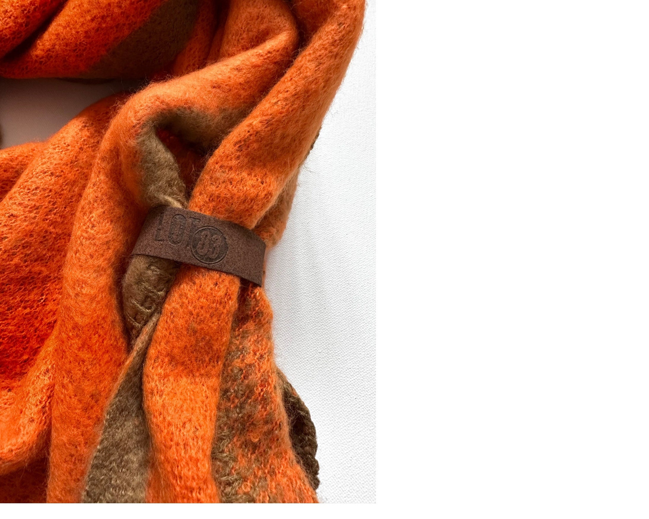 Schal | Dreieckstuch orange & braun | 200 x 90cm