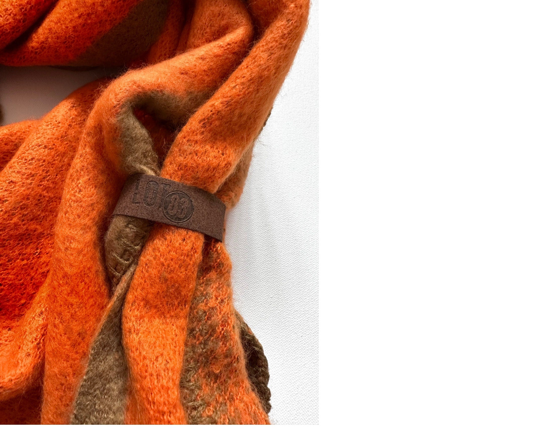 Schal | Dreieckstuch orange & braun | 200 x 90cm