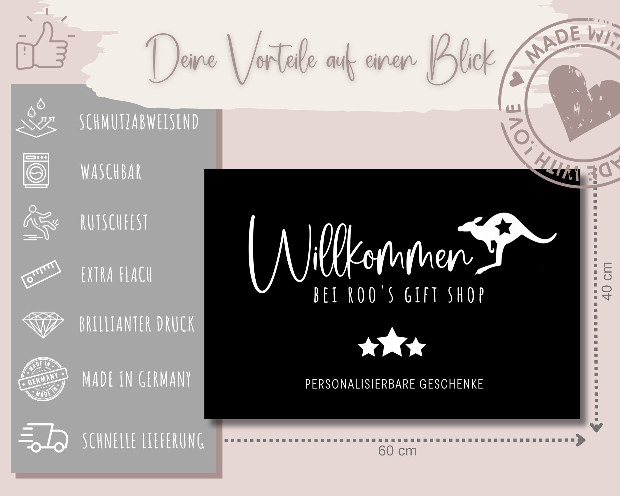 Fußmatte Weihnachten | Hereingeschneit | Personalisierbarer Fußabtreter