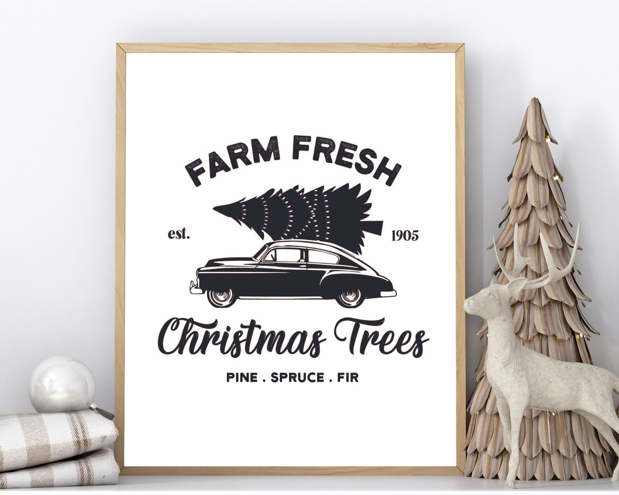 Poster Weihnachten | Farm House Stil | schwarz weiß