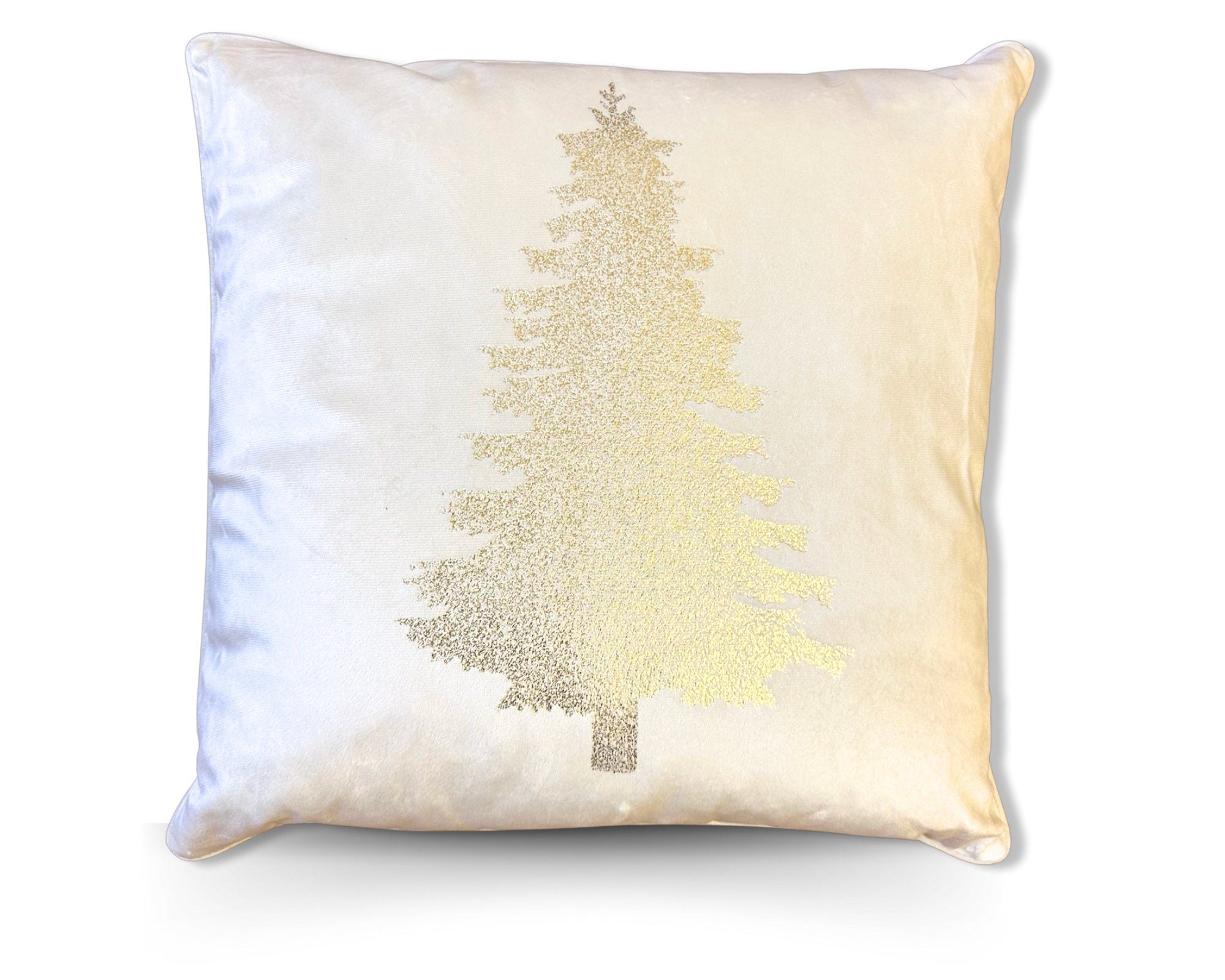 Kissen | Weihnachten | Tanne | Christmas | Samt creme gold