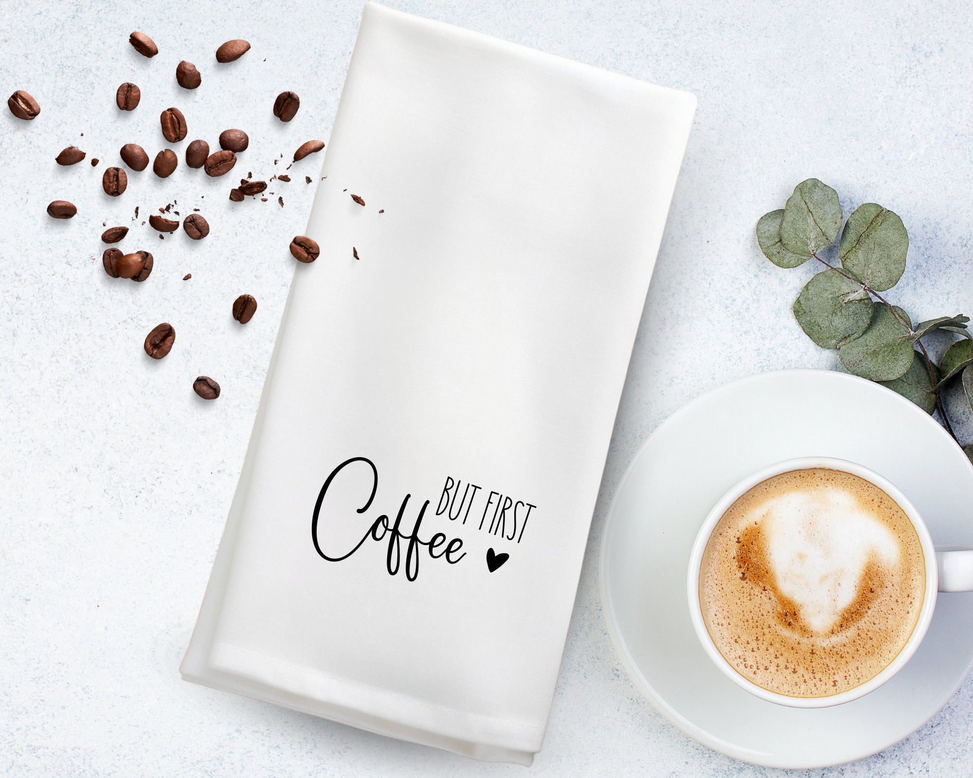 Geschirrtuch | But First Coffee | lustiger Spruch