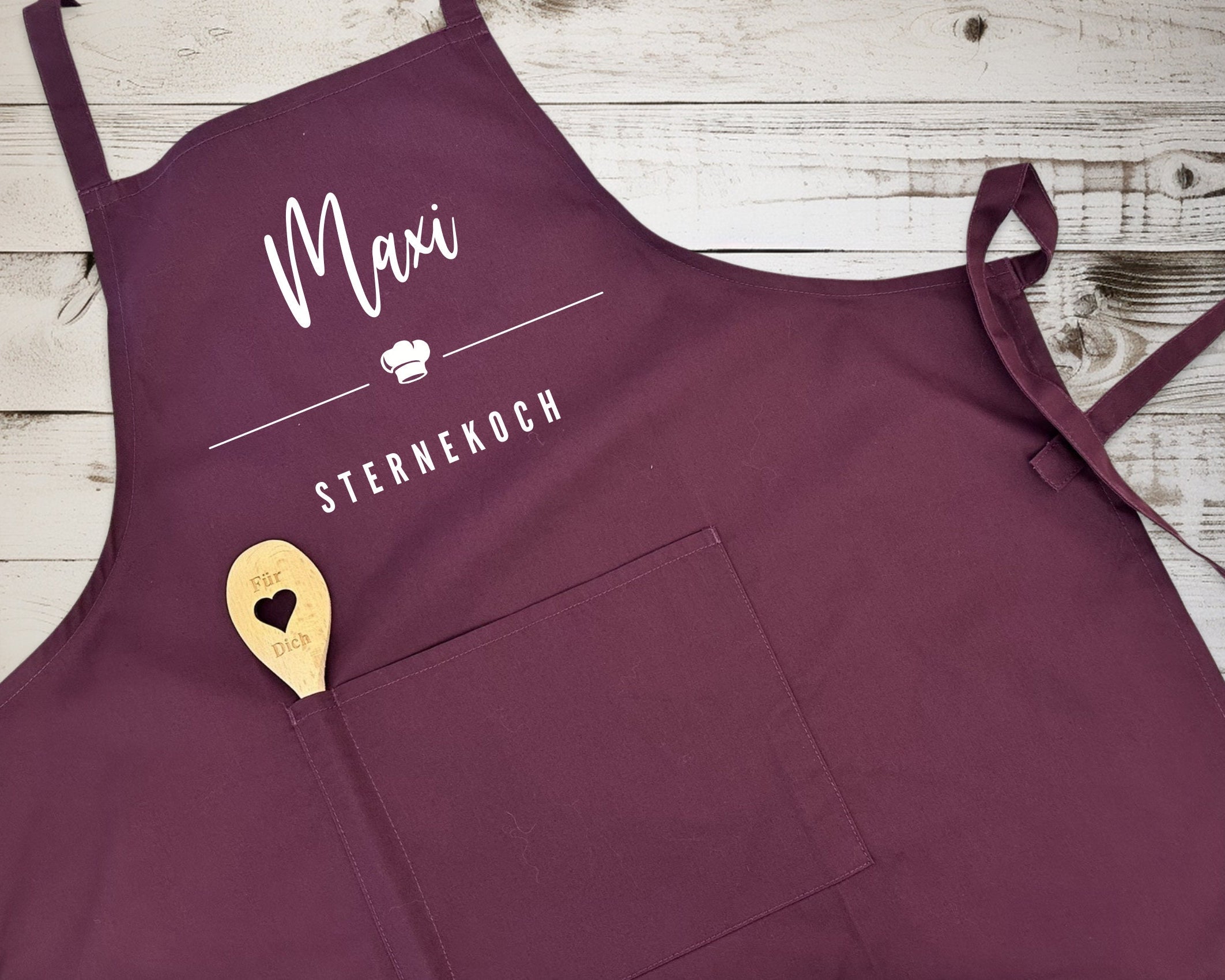 Schürze | personalisiert mit Deinem Namen | sand, rosa, pink, khaki, bordeaux, Jeans