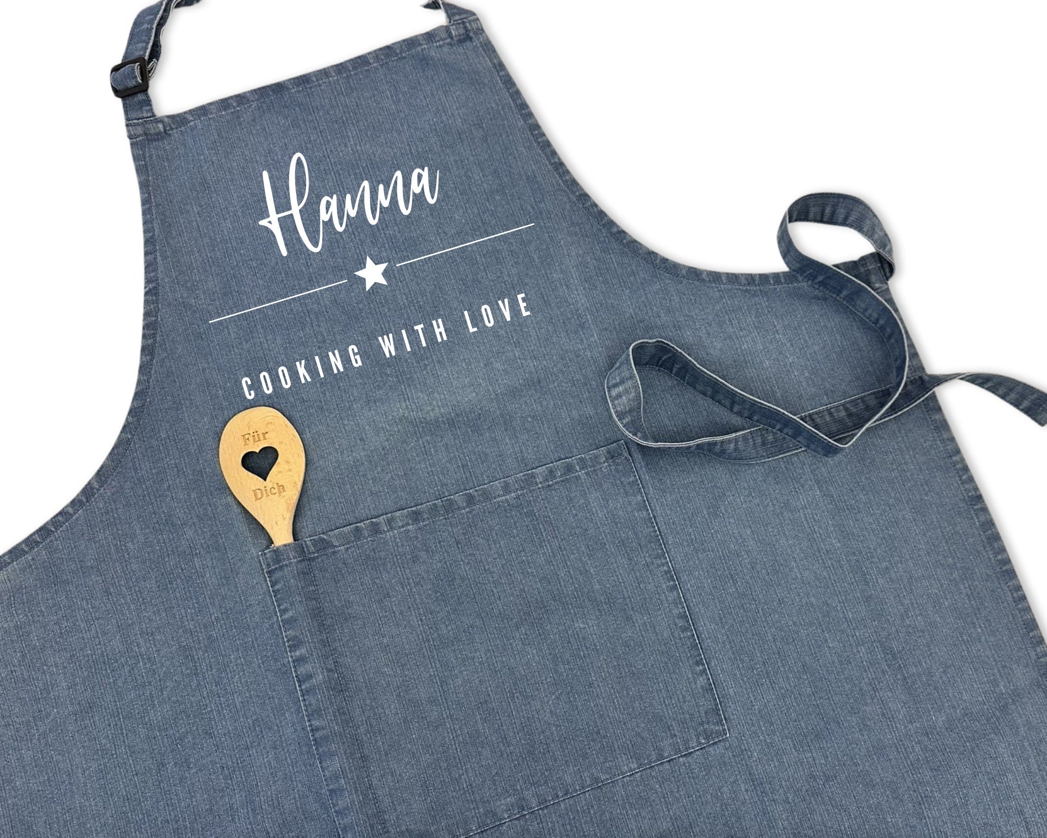 Schürze | personalisiert mit Deinem Namen | sand, rosa, pink, khaki, bordeaux, Jeans