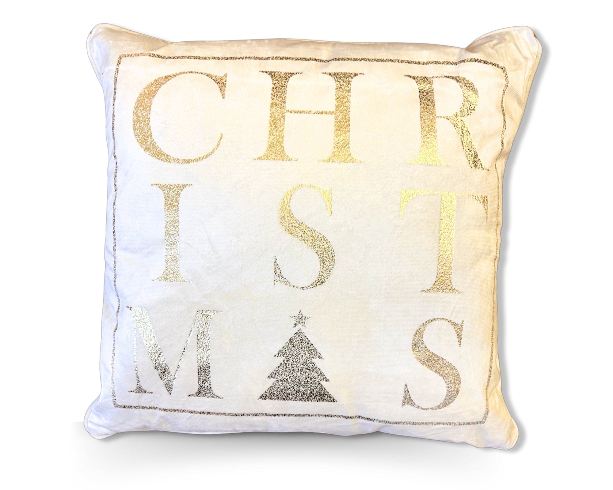 Kissen | Weihnachten | Tanne | Christmas | Samt creme gold