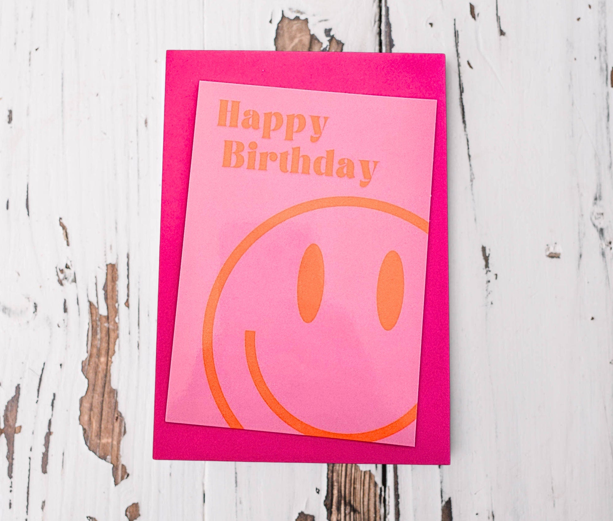 Geburtstagskarte | Happy Birthday Karte | Smiley pink orange