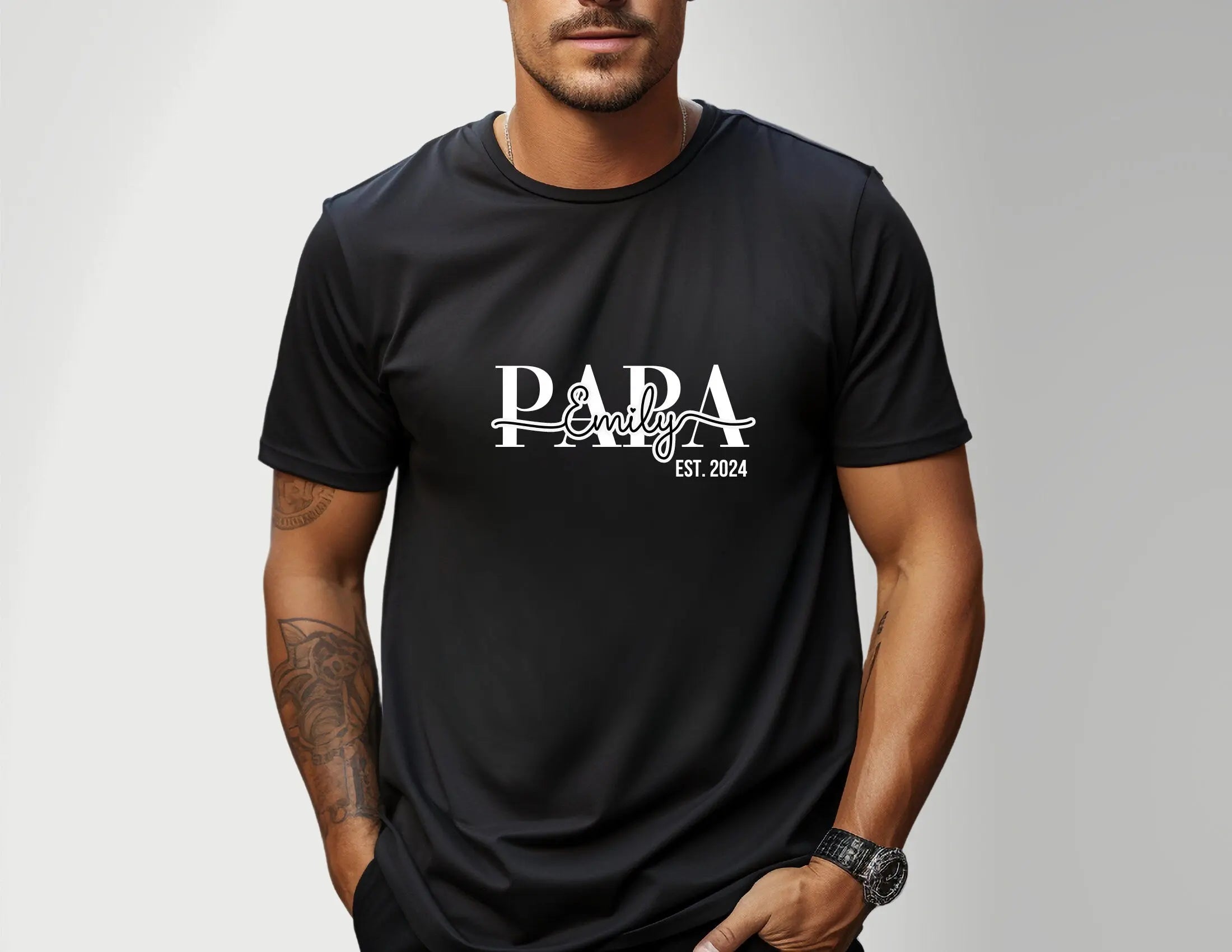 T-Shirt | personalisiertes Papa-Shirt | schwarz, weiß