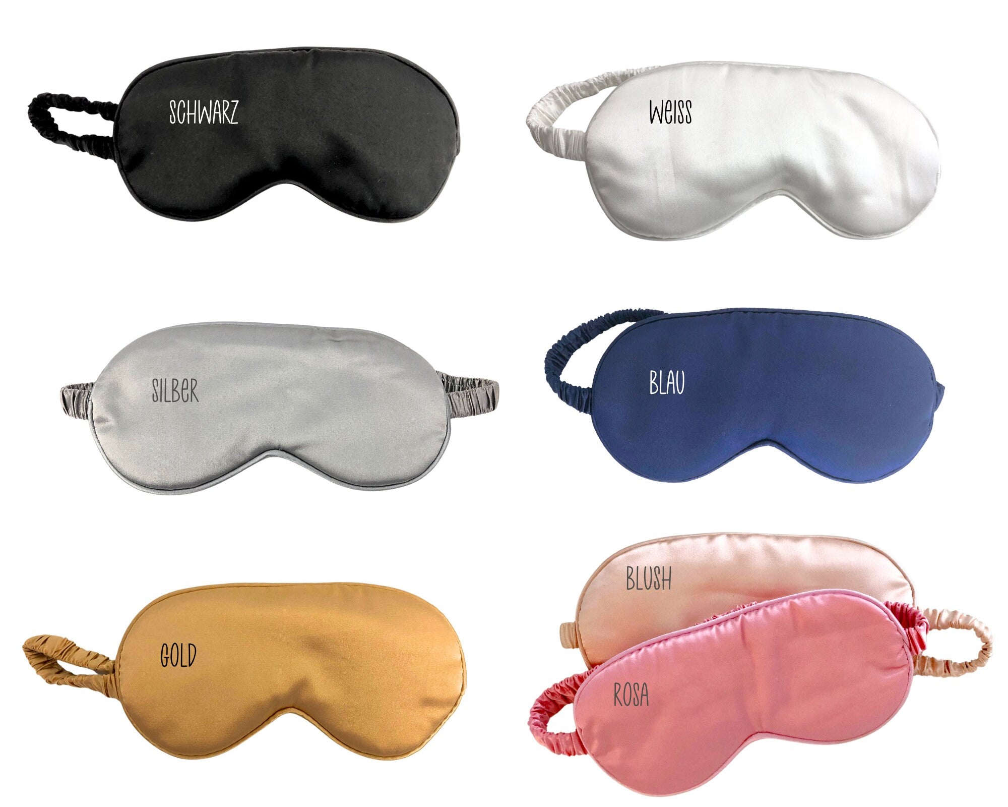 Schwarze Schlafmaske | Reine Seide | Personalisierbar | Dein Wunschtext | Geschenk Valentinstag Hochzeit Schlafbrille