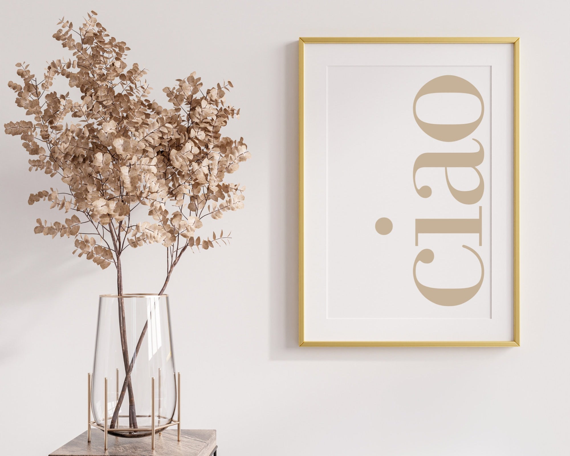 Ciao Typografie-Poster in beige | digitaler download